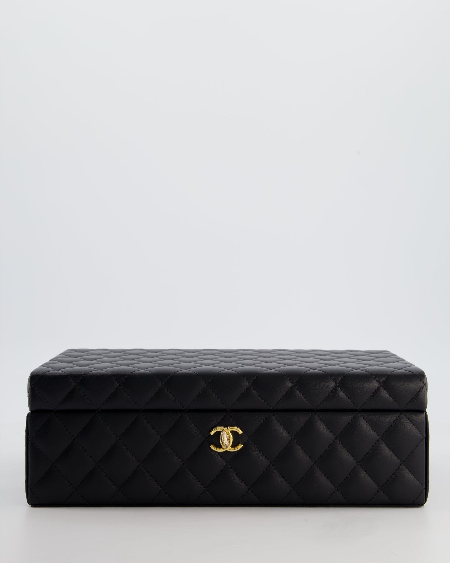 Chanel *hot* Black Quilted Jewellery Box in Lambskin Leather with Gold Hardware Jewelry