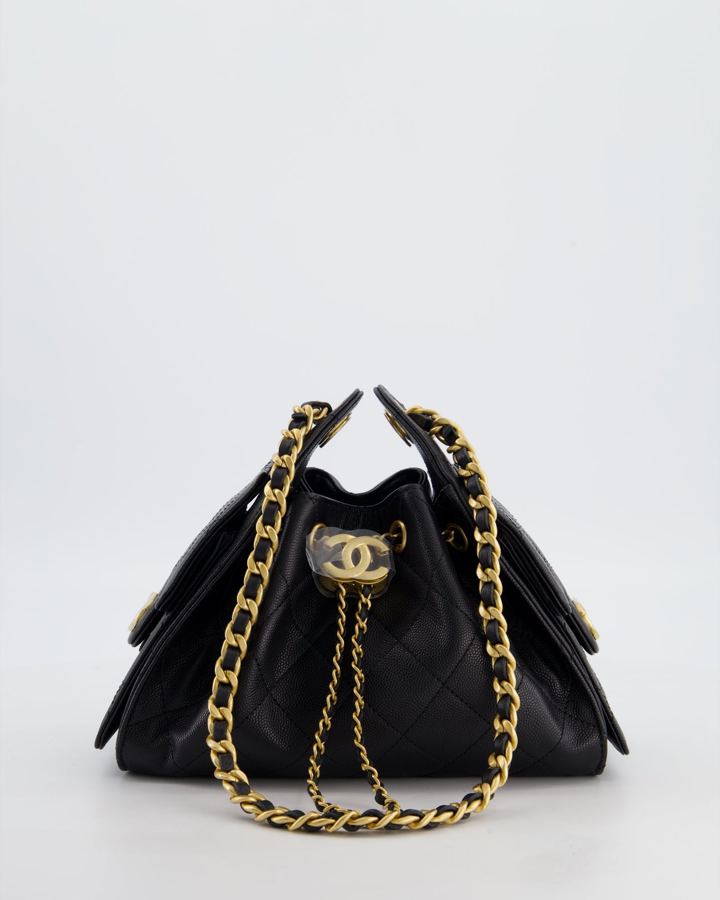 Chanel *Rare* 26C Mini 25 Handbag In Black Caviar Leather With Brushed Gold Hardware