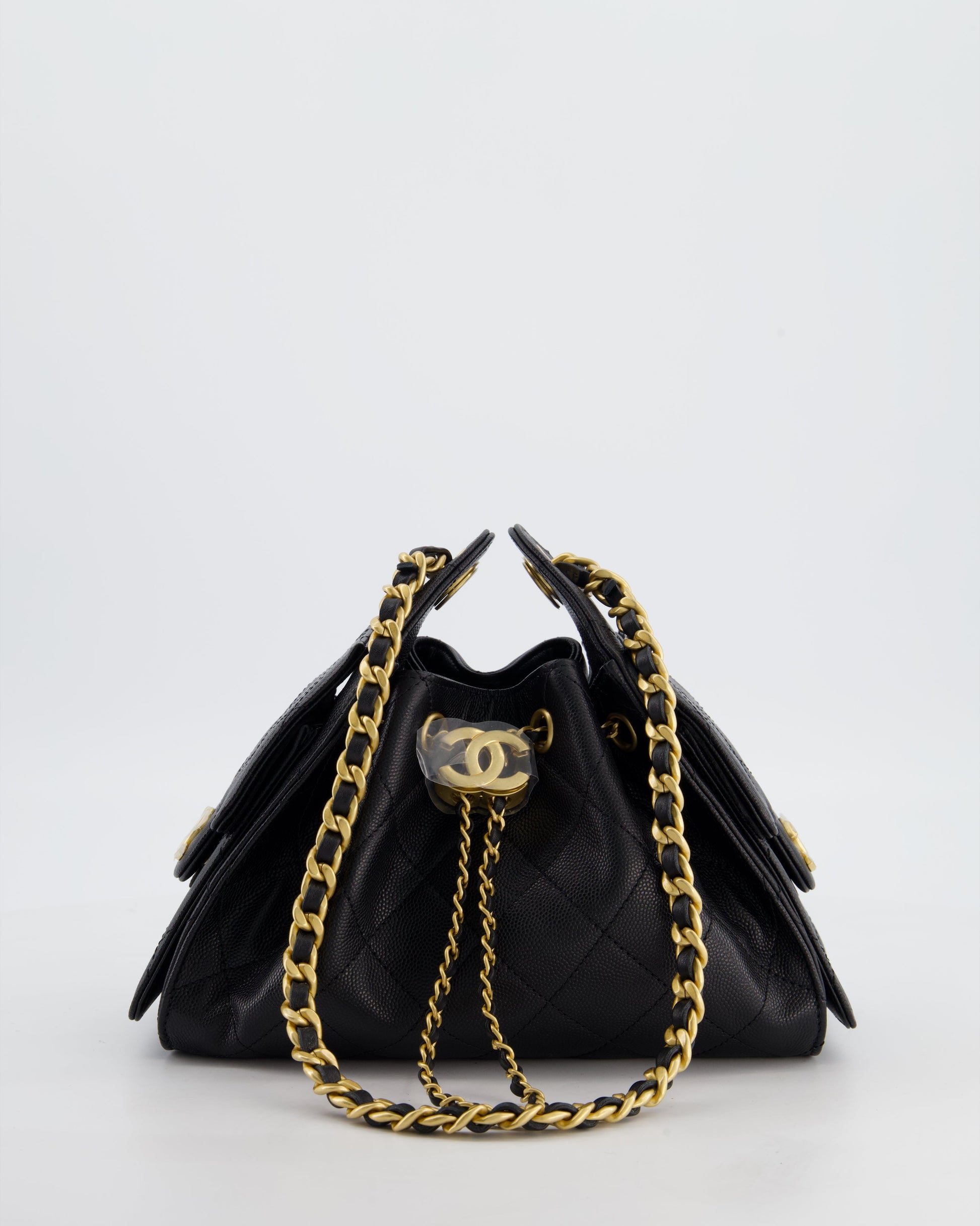 Chanel *Rare* 26C Mini 25 Handbag In Black Caviar Leather With Brushed Gold Hardware