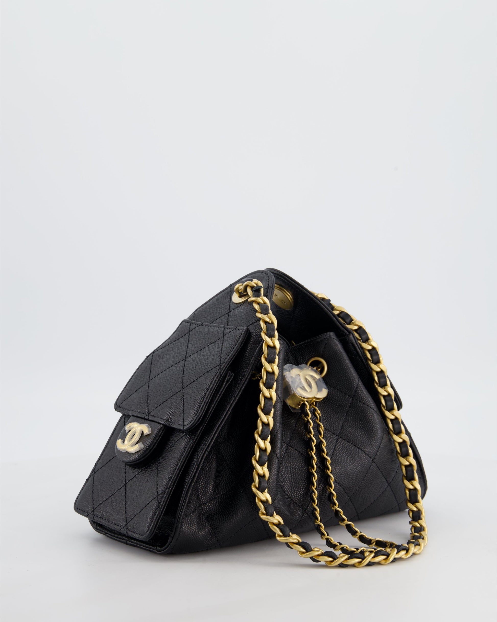 Chanel *rare* 26C Mini 25 Handbag in Black Caviar Leather with Brushed Gold Hardware