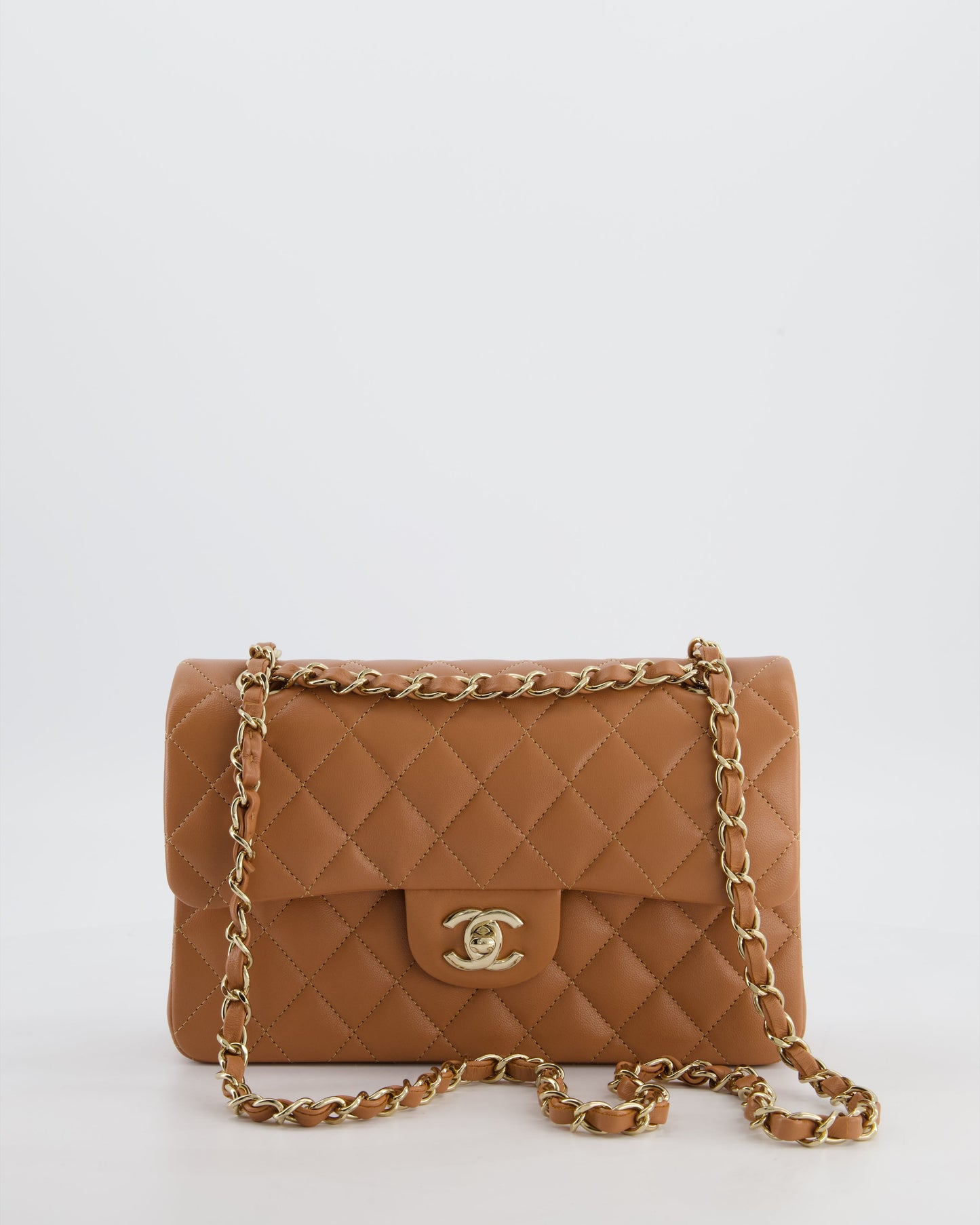 Chanel *hot* Caramel Small Classic Double Flap Bag in Lambskin Leather with Champagne Gold Hardware