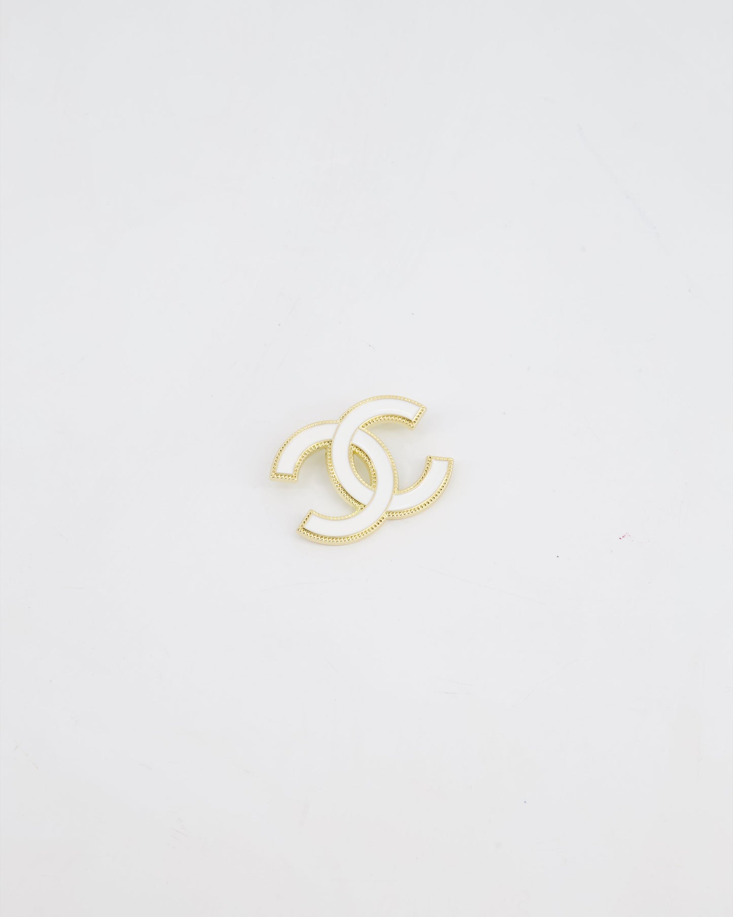 Chanel 23K White & Gold CC Brooch