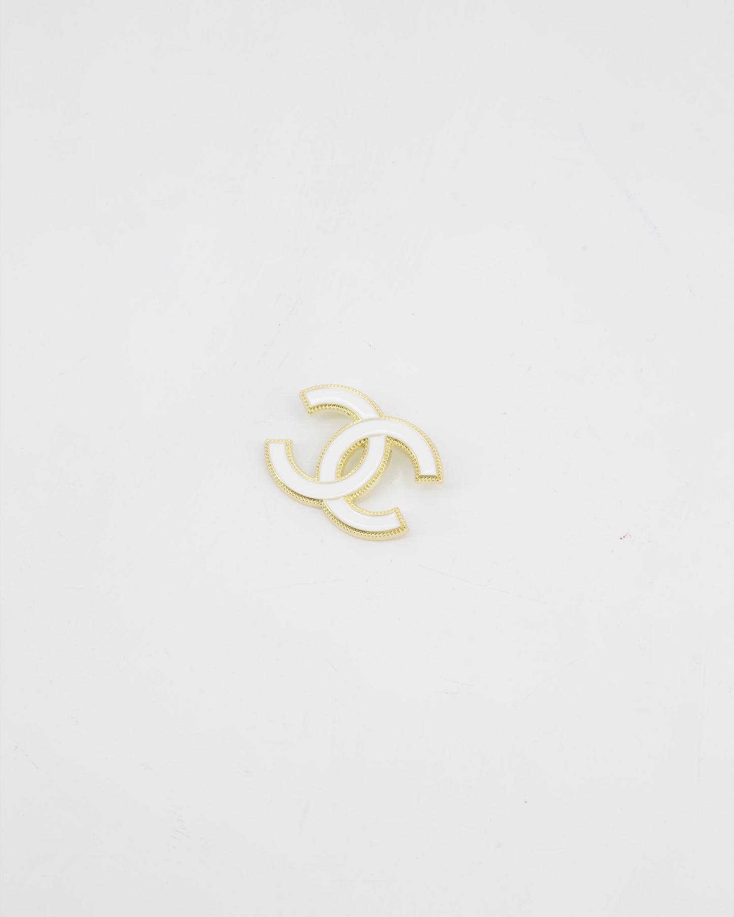 Chanel 23K White & Gold CC Brooch