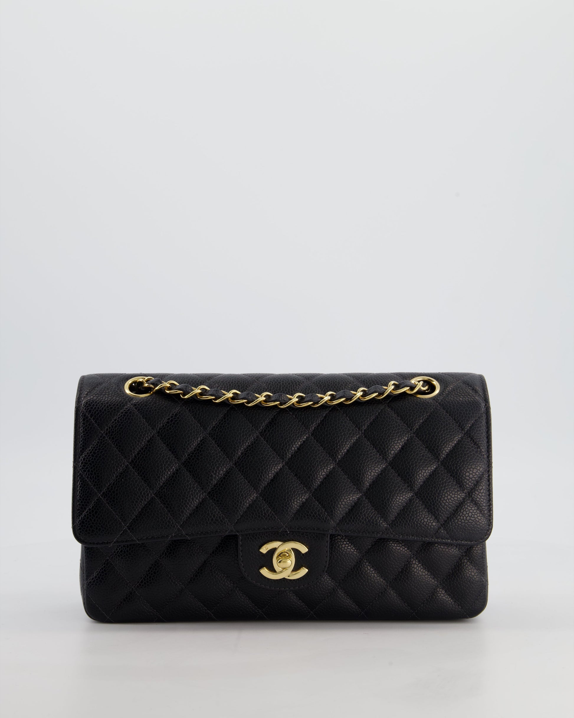 Chanel Medium Black Classic Double Flap Bag in Caviar Leather with Gold Hardware