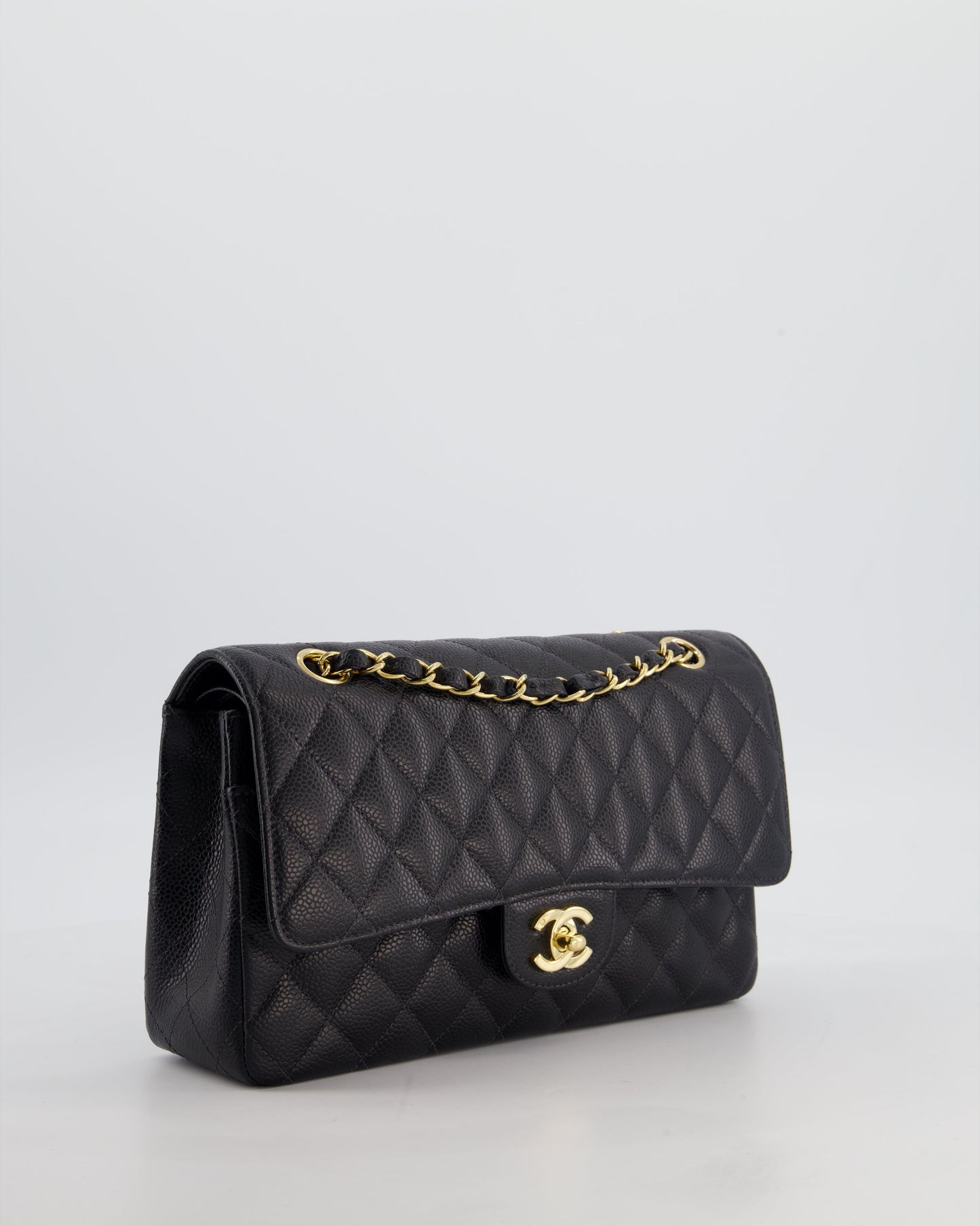 Chanel Medium Black Classic Double Flap Bag in Caviar Leather with Gold Hardware