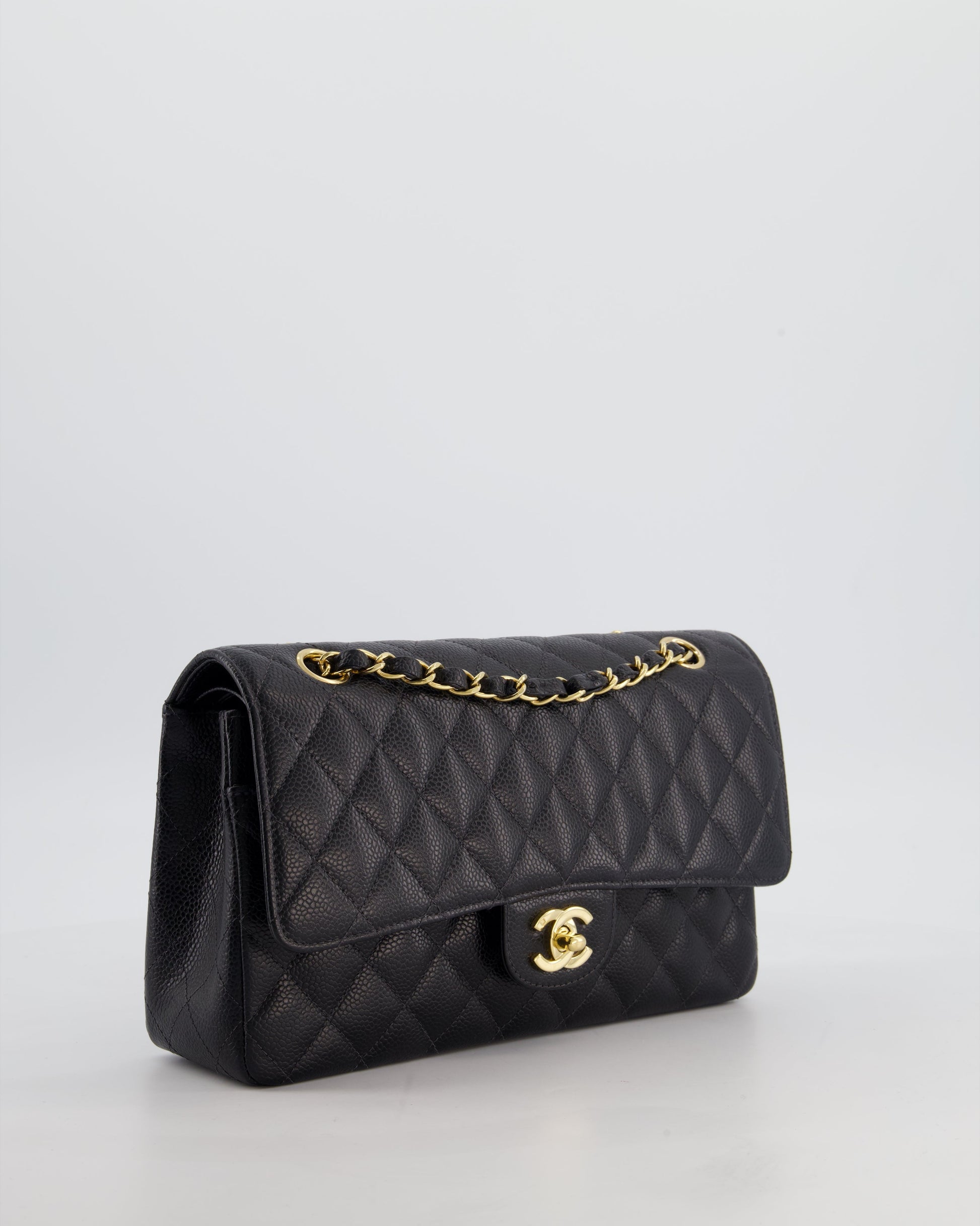 Chanel Medium Black Classic Double Flap Bag in Caviar Leather with Gold Hardware