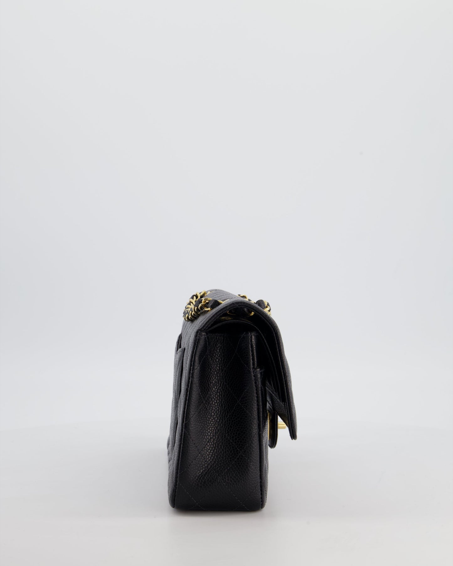 Chanel   Medium Black Classic Double Flap Bag in Caviar Leather with Gold Hardware