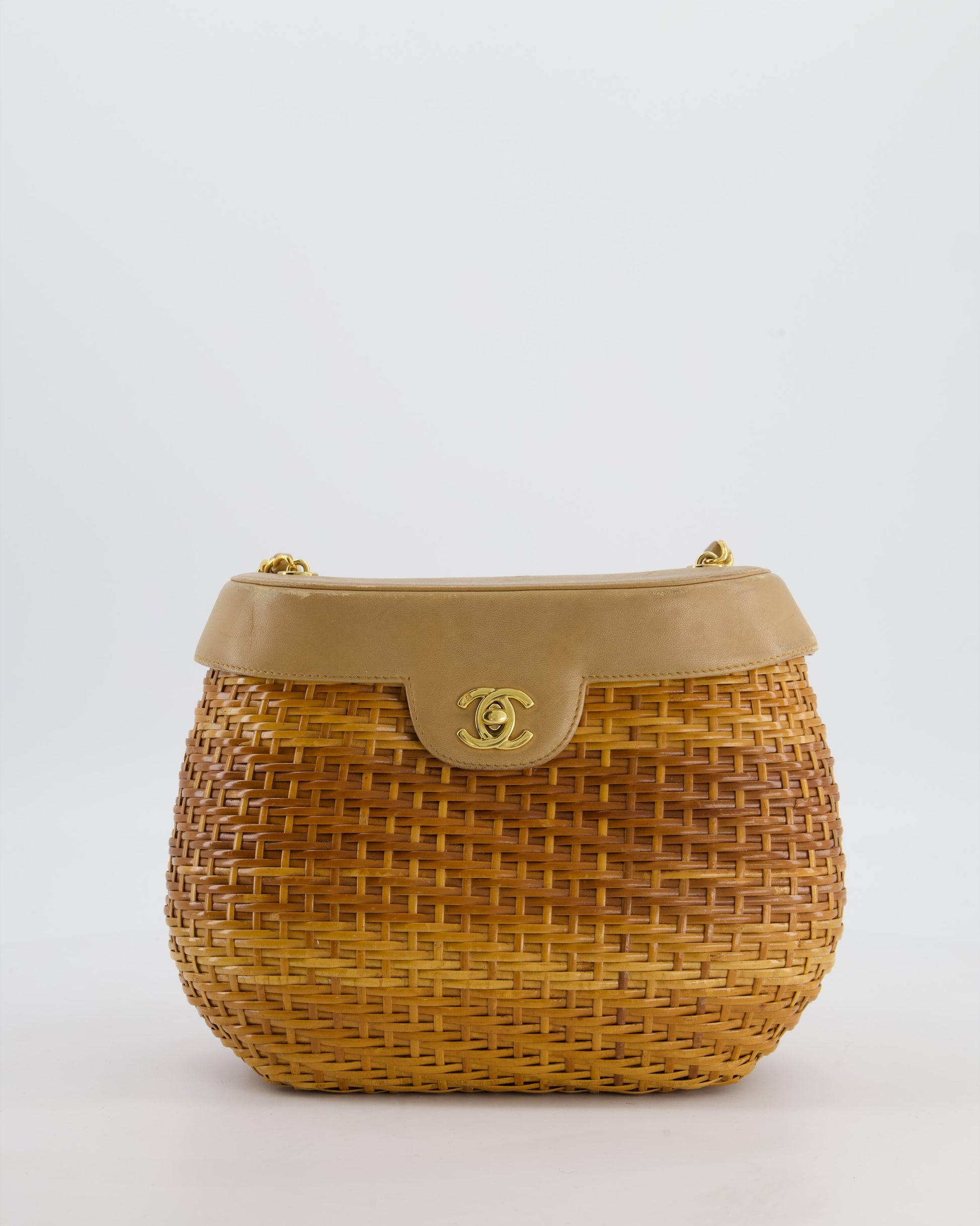 Chanel *Rare & Fire Price* Beige Wicker Basket Bag With 24K Gold Hardware