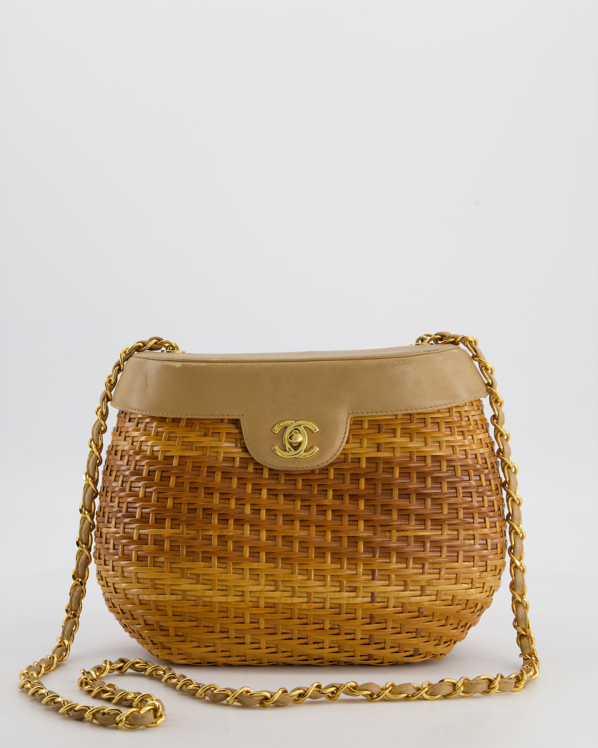 *RARE & FIRE PRICE* Chanel   Beige Wicker Basket Bag with 24K Gold Hardware