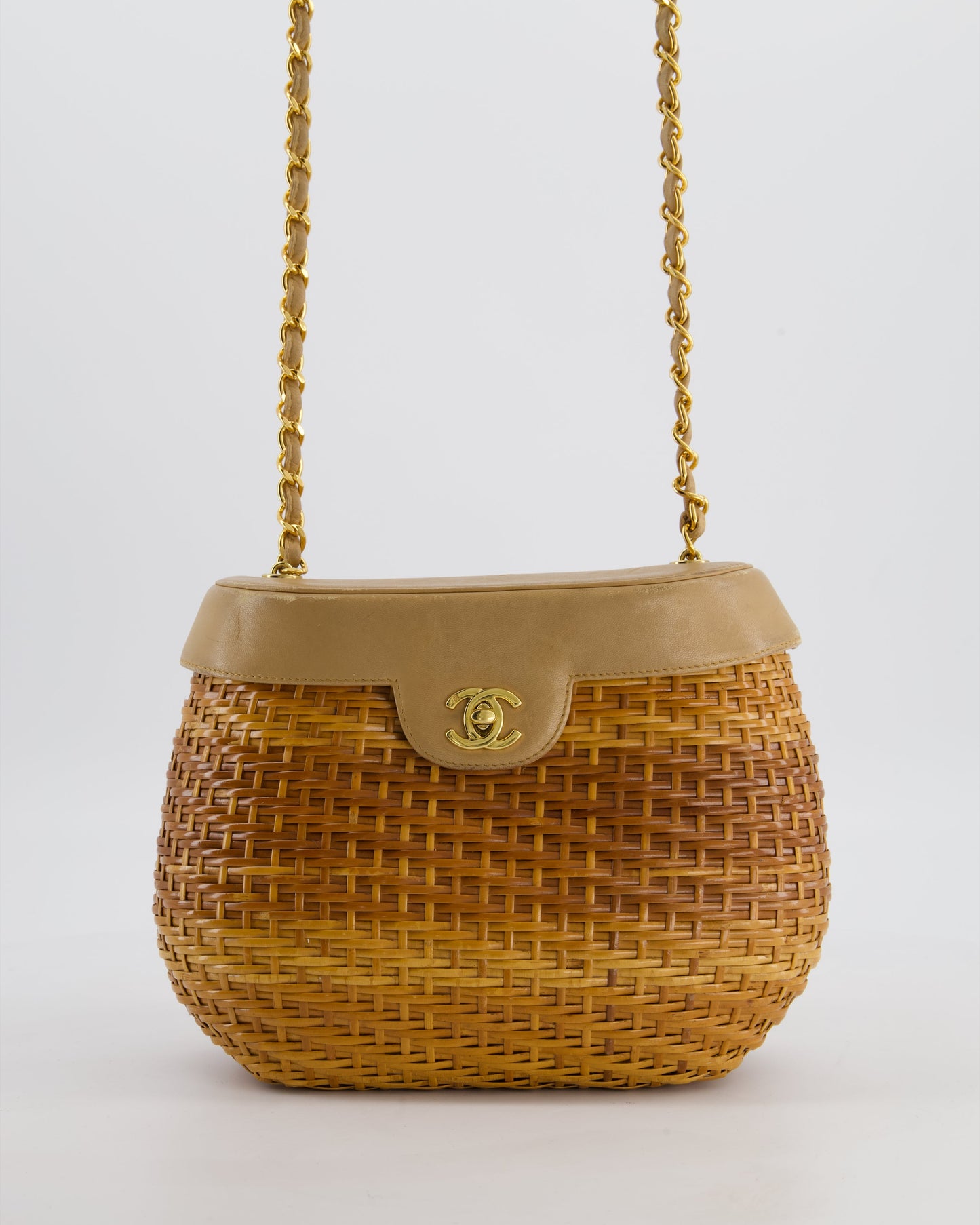 *RARE & FIRE PRICE* Chanel   Beige Wicker Basket Bag with 24K Gold Hardware