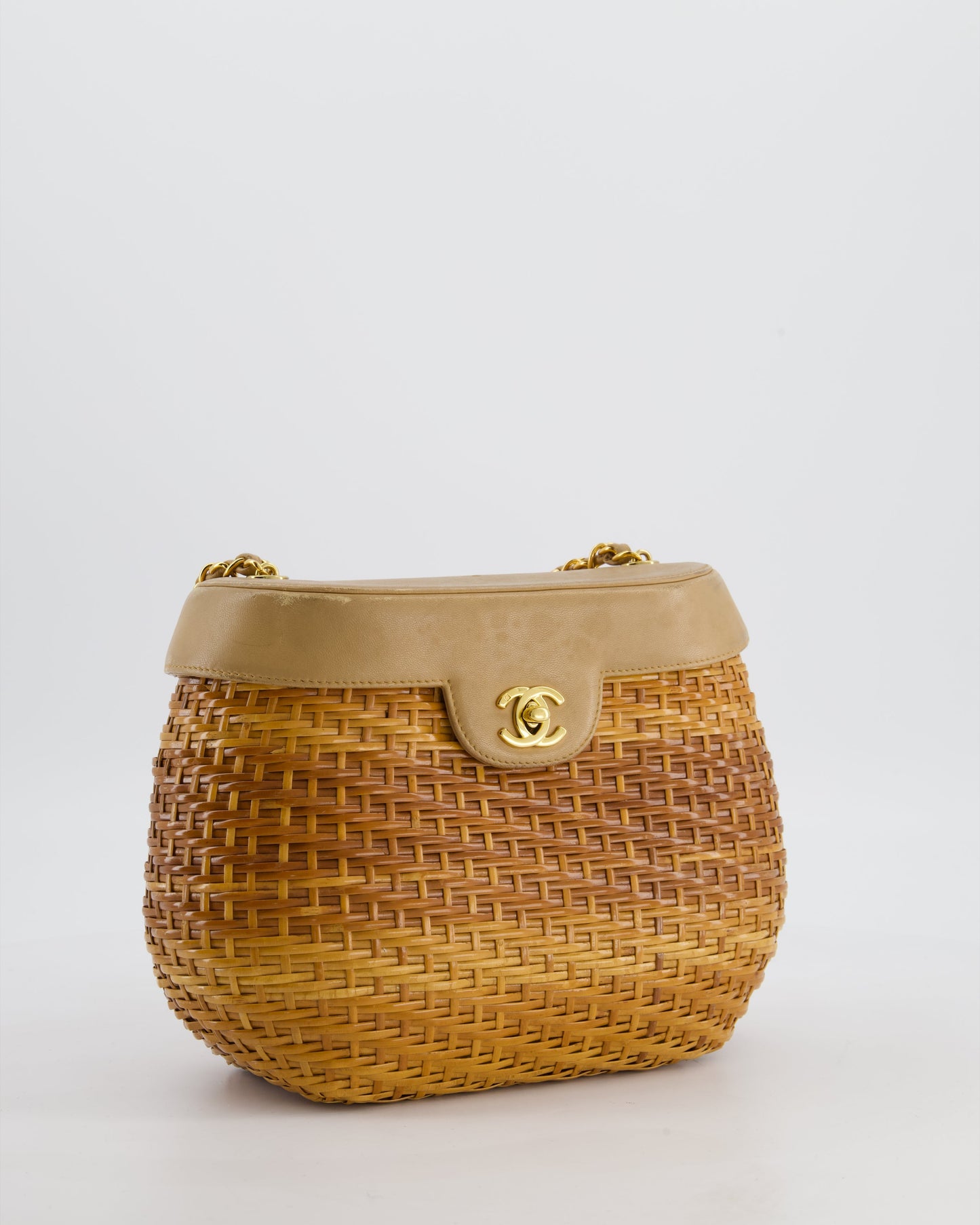 *RARE & FIRE PRICE* Chanel   Beige Wicker Basket Bag with 24K Gold Hardware