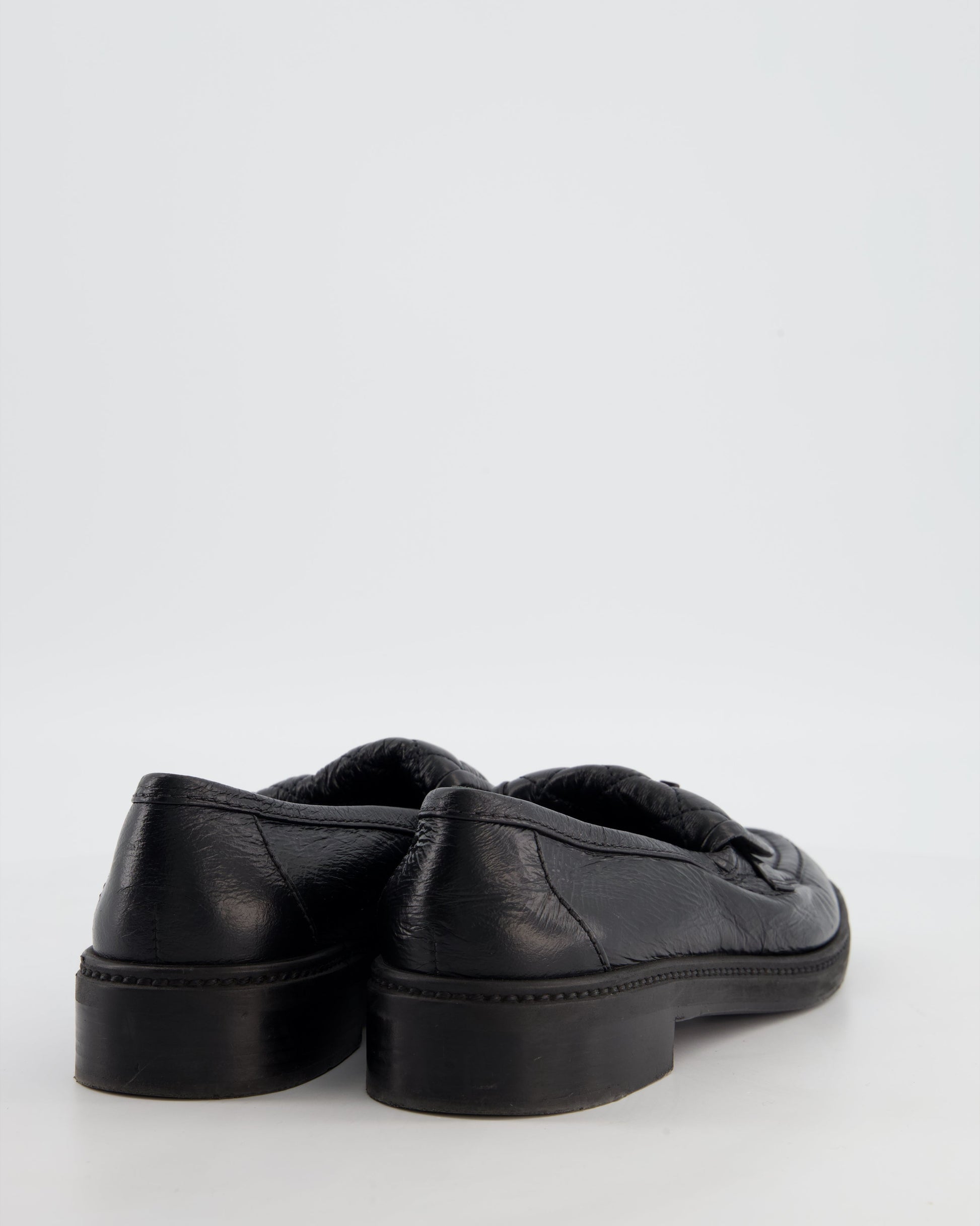 Chanel Black Quilted Leather Loafers In Aged Calfskin Leather With Black Cc Logo Size Eu 38.5