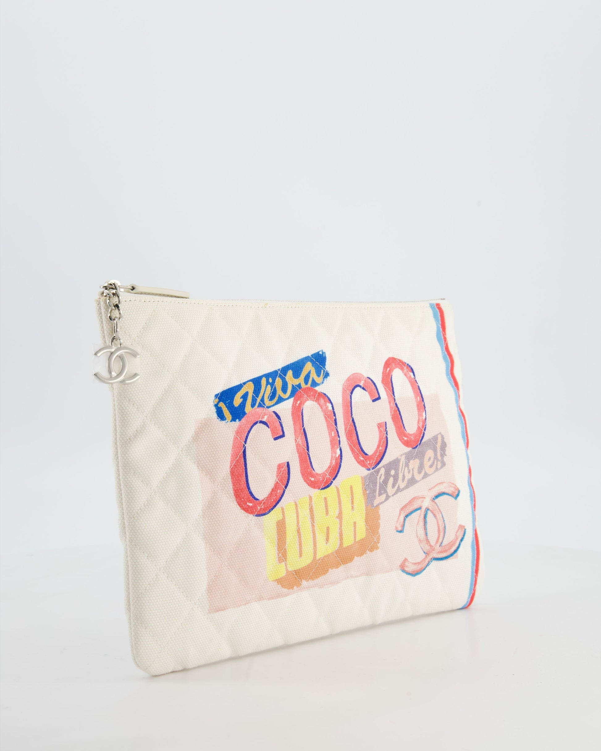 Chanel Coco Cuba White Pouch In Canvas With Cc Logo Bag