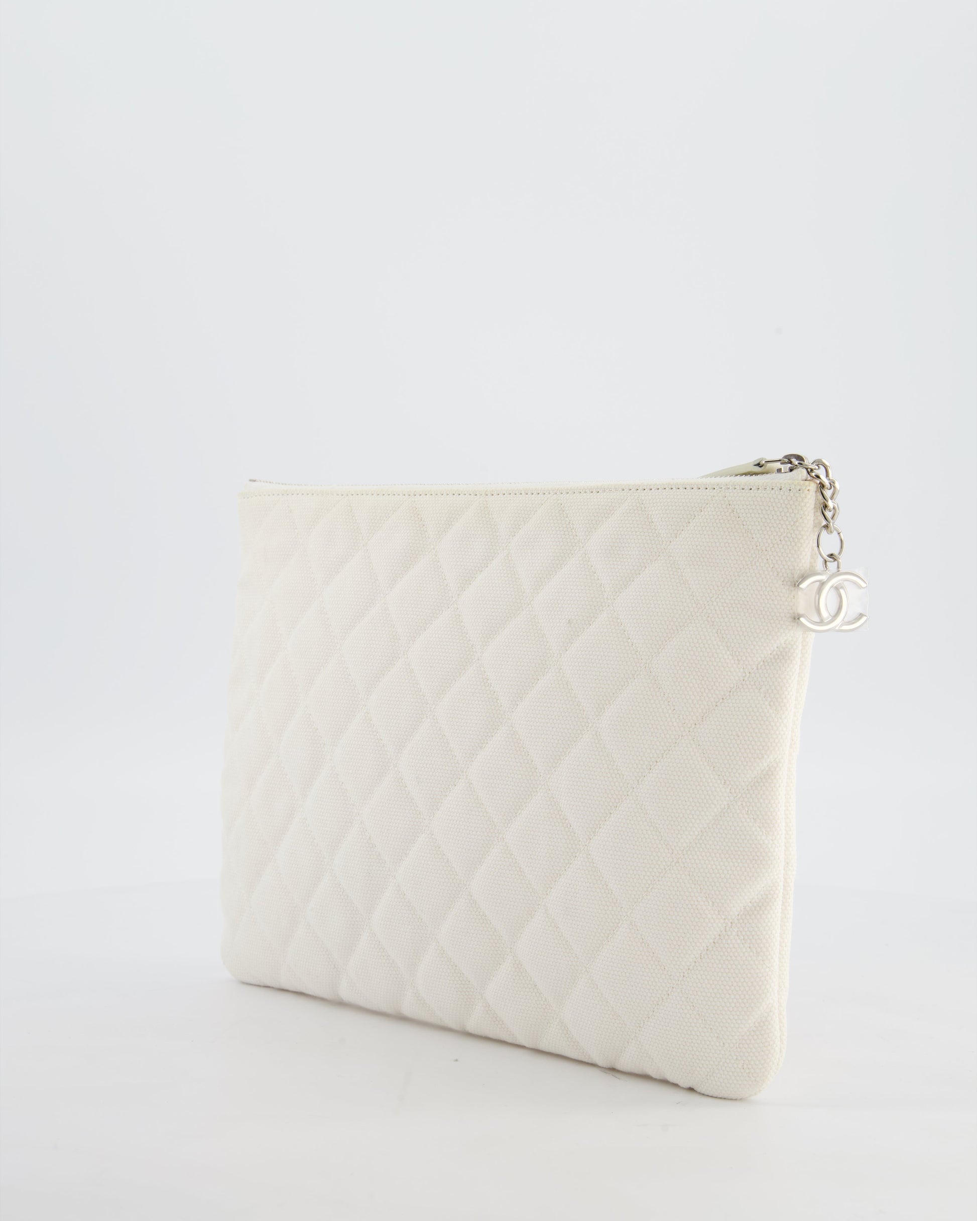 Chanel SS17 Coco Cuba White Pouch in Canvas with CC Logo