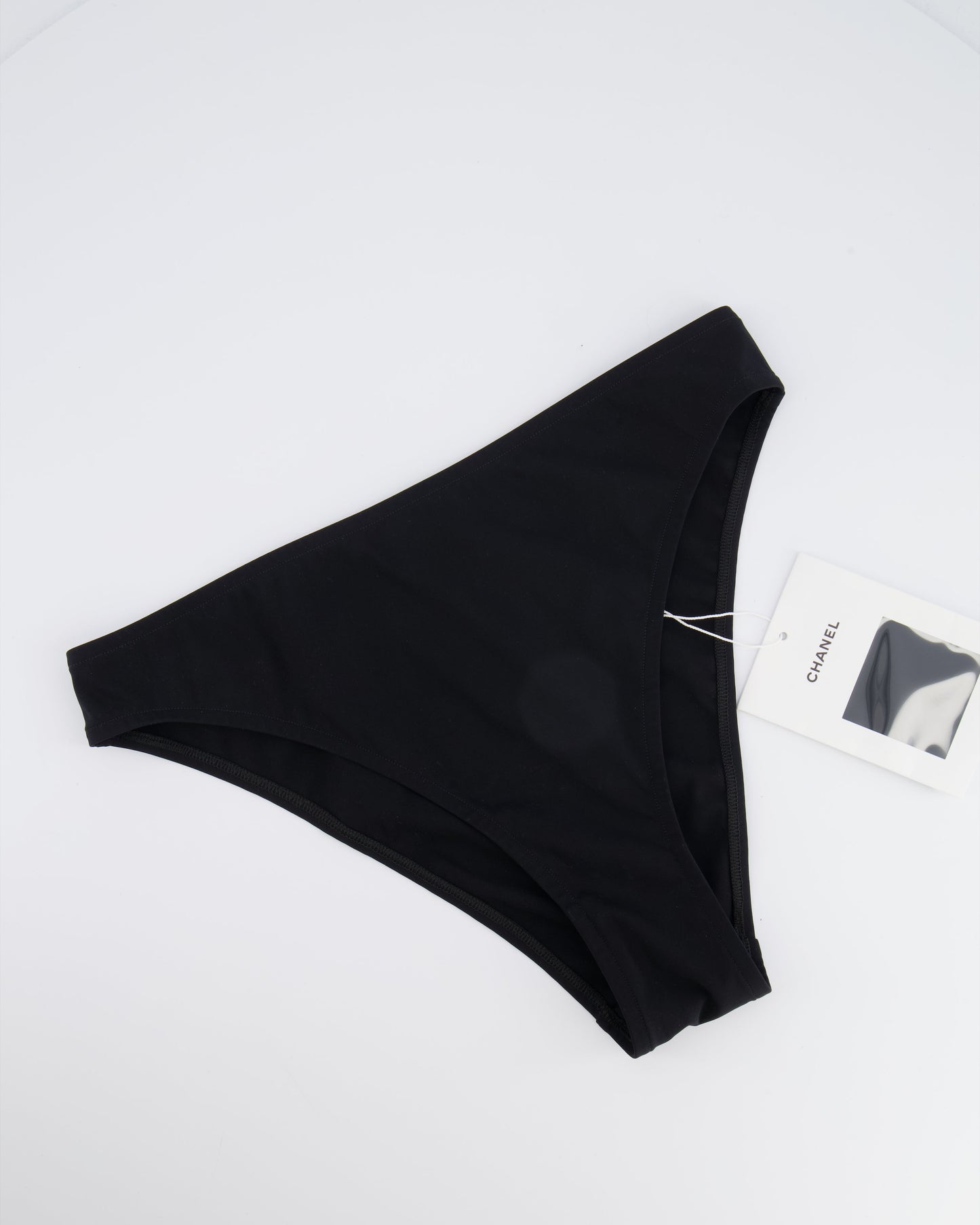Chanel Coco Beach Black High Waisted Bikini Bottom With Crystal Cc Logo Back Detail Size Fr 38 (Uk 10) Bag