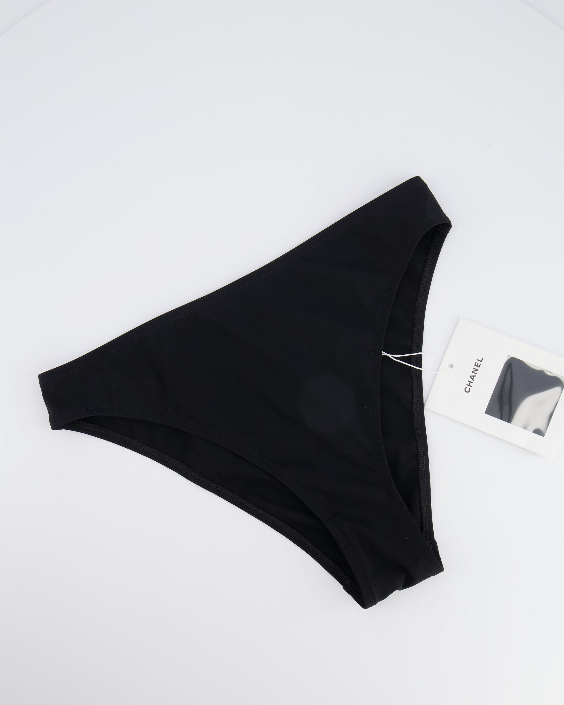Chanel Coco Beach Black High Waisted Bikini Bottom With Crystal Cc Logo Back Detail Size Fr 38 (Uk 10) Bag