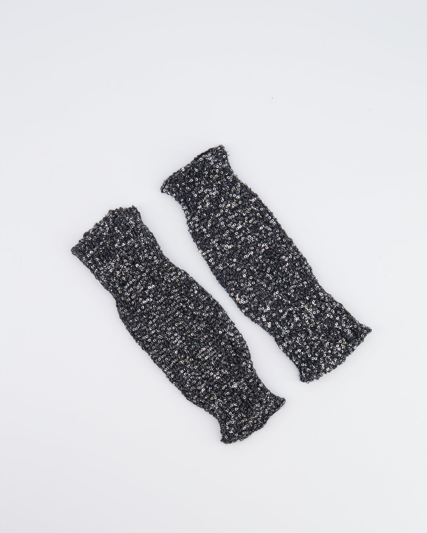 Chanel Black And Silver Sequin Embellished Mitten Gloves Bag