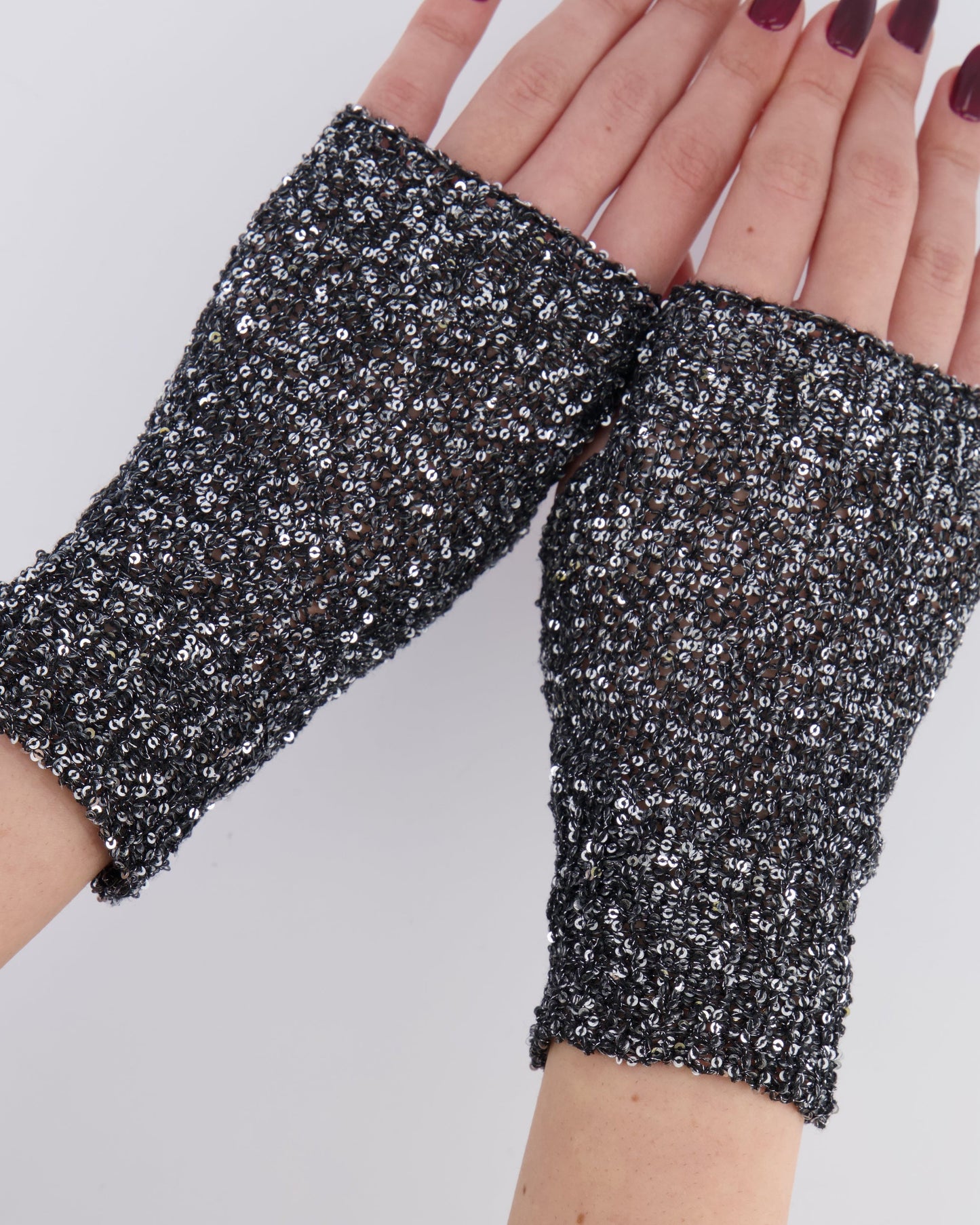Chanel Black And Silver Sequin Embellished Mitten Gloves Bag