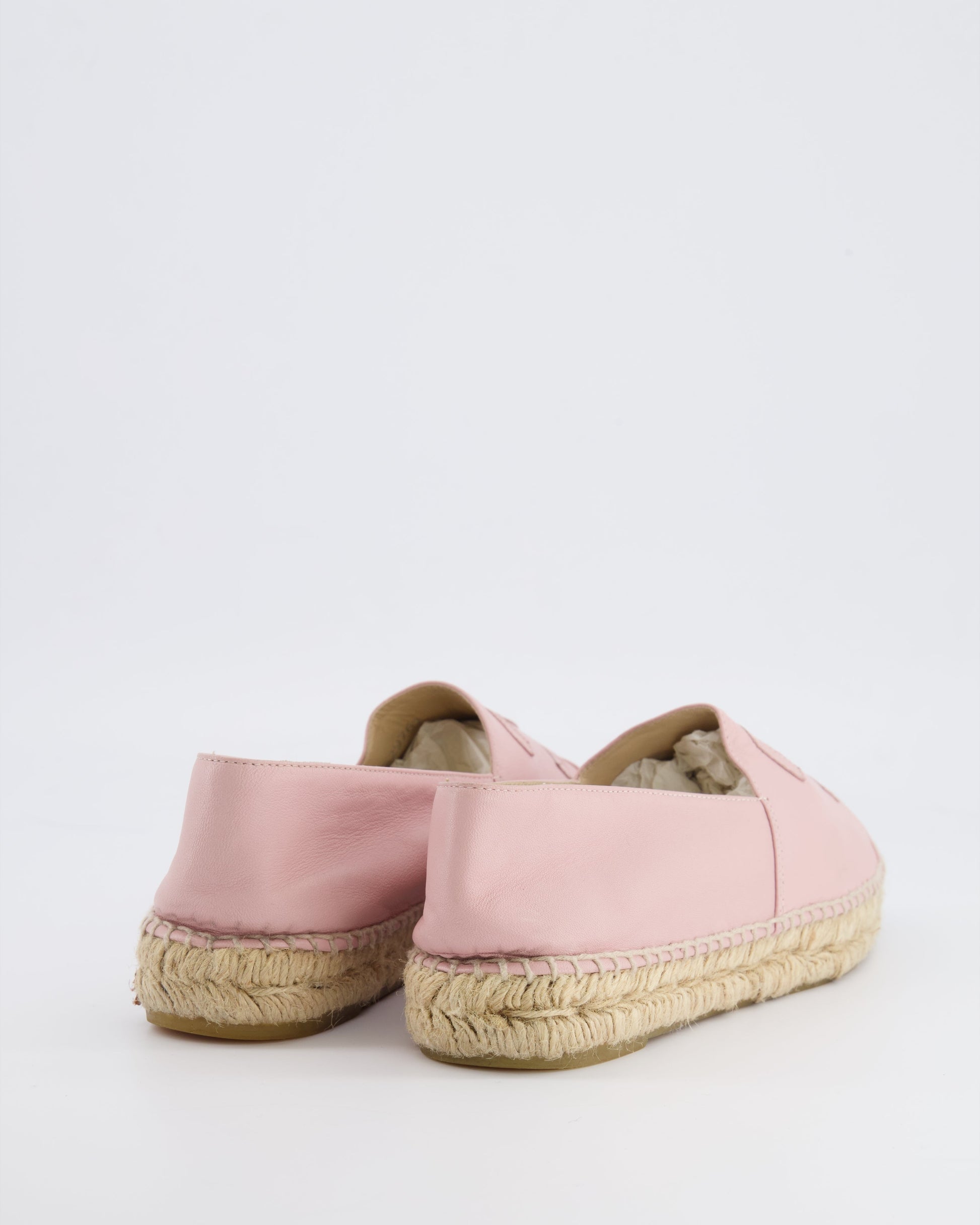 Chanel Baby Pink Leather CC Logo Espadrilles Size 38 Rrp £730 Women Shoes