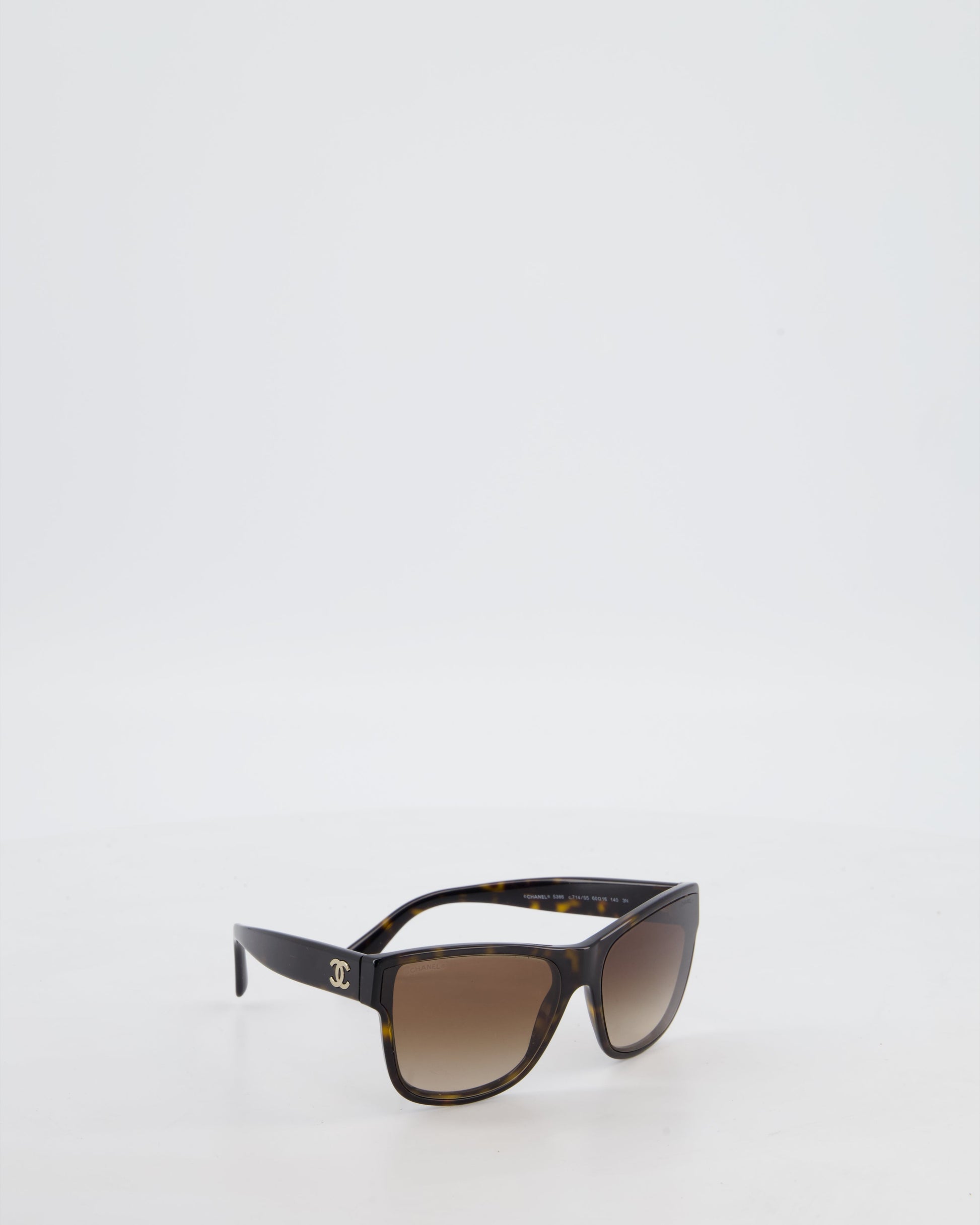 Chanel Brown Tortoise Shell Sunglasses With Logo Detail Bag