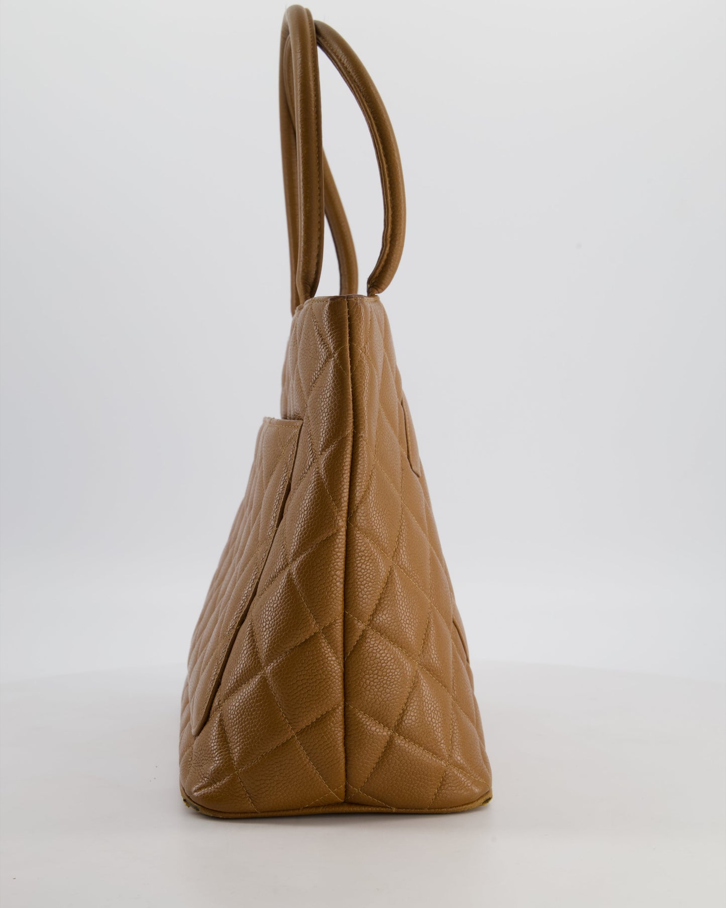 Chanel   Medallion Tote in Caramel Brown Quilted Caviar Leather with Gold Hardware