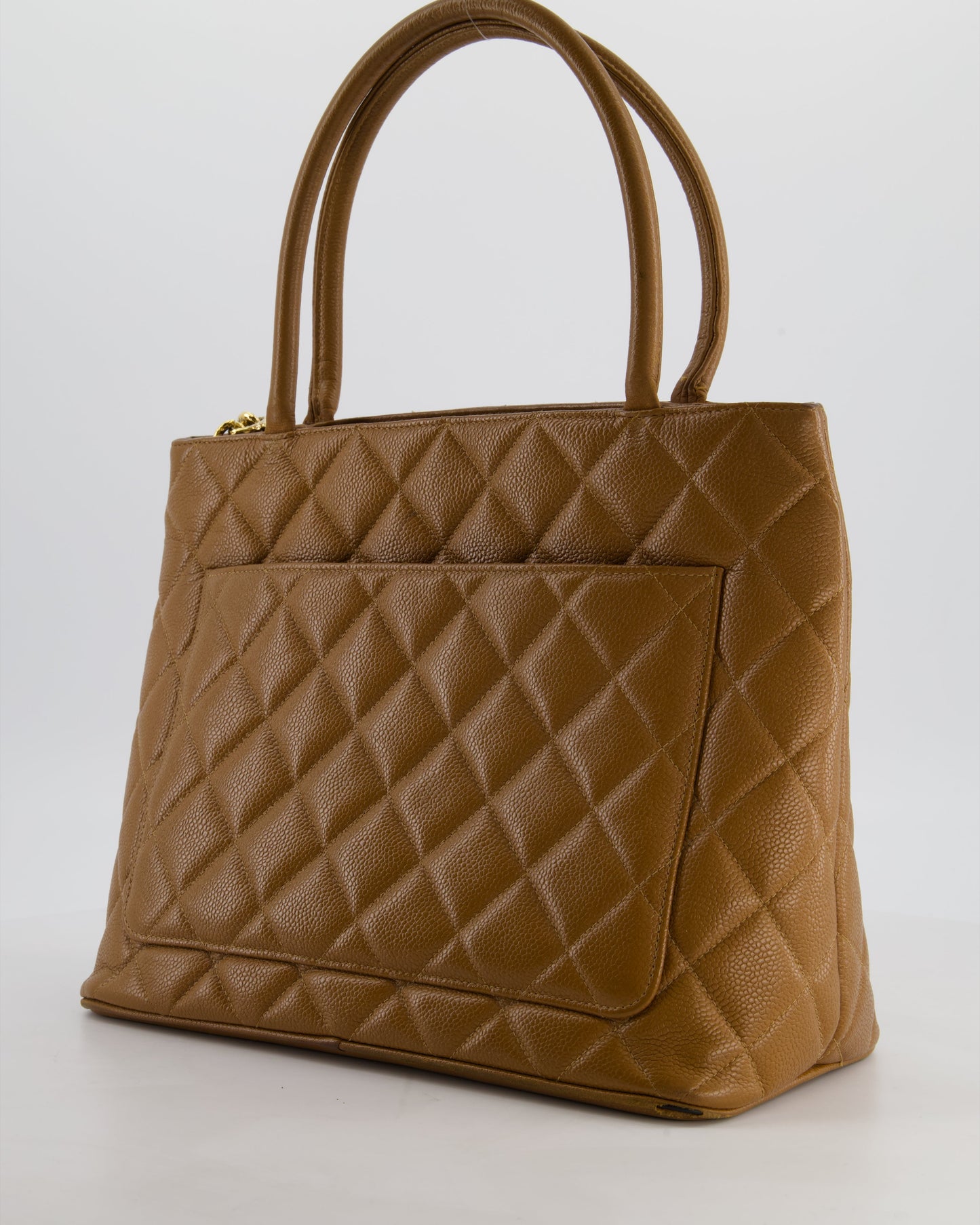 Chanel   Medallion Tote in Caramel Brown Quilted Caviar Leather with Gold Hardware