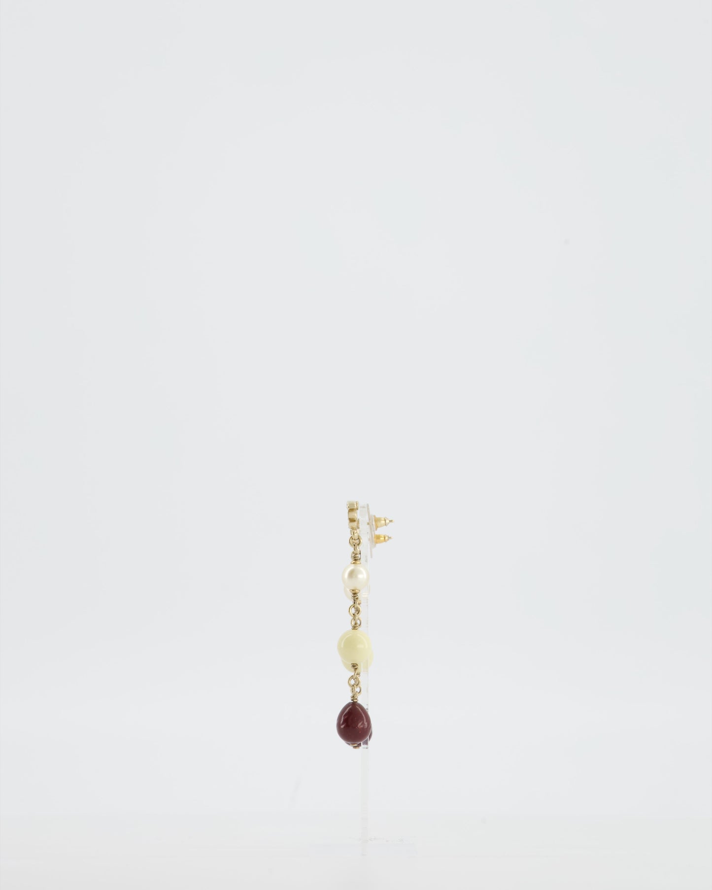 Chanel Pendant Earrings With Pearls And Cc Studs Logo