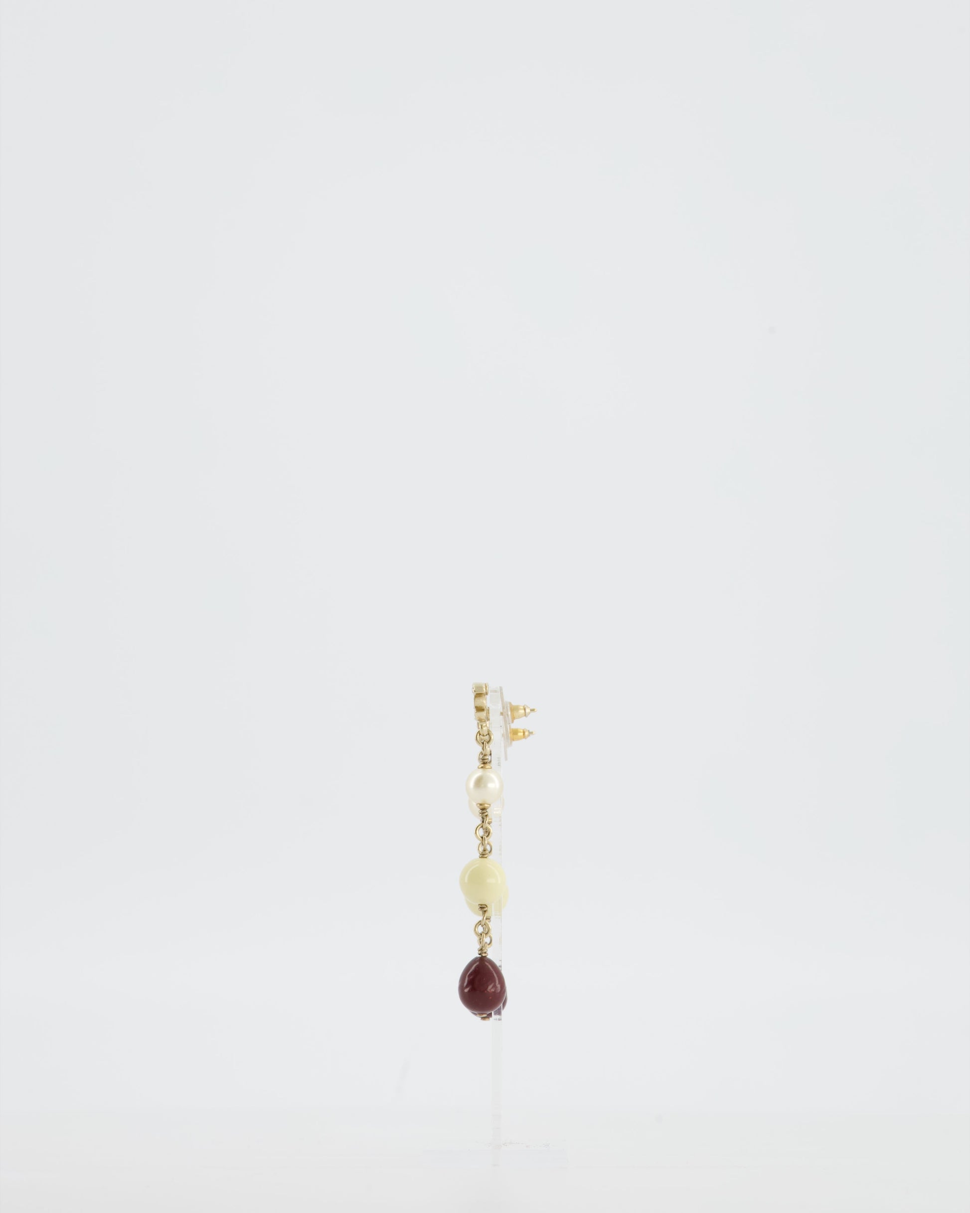 Chanel Pendant Earrings With Pearls And Cc Studs Logo