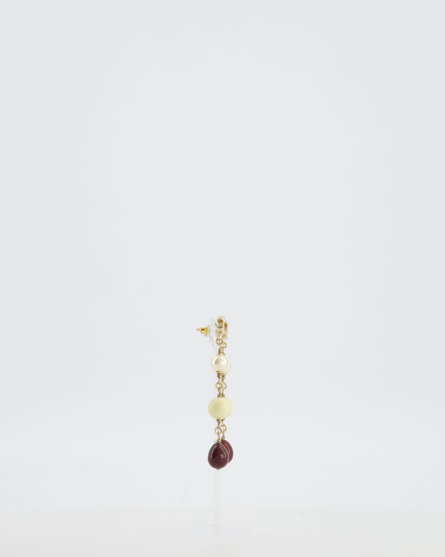 Chanel Pendant Earrings With Pearls And Cc Studs Logo