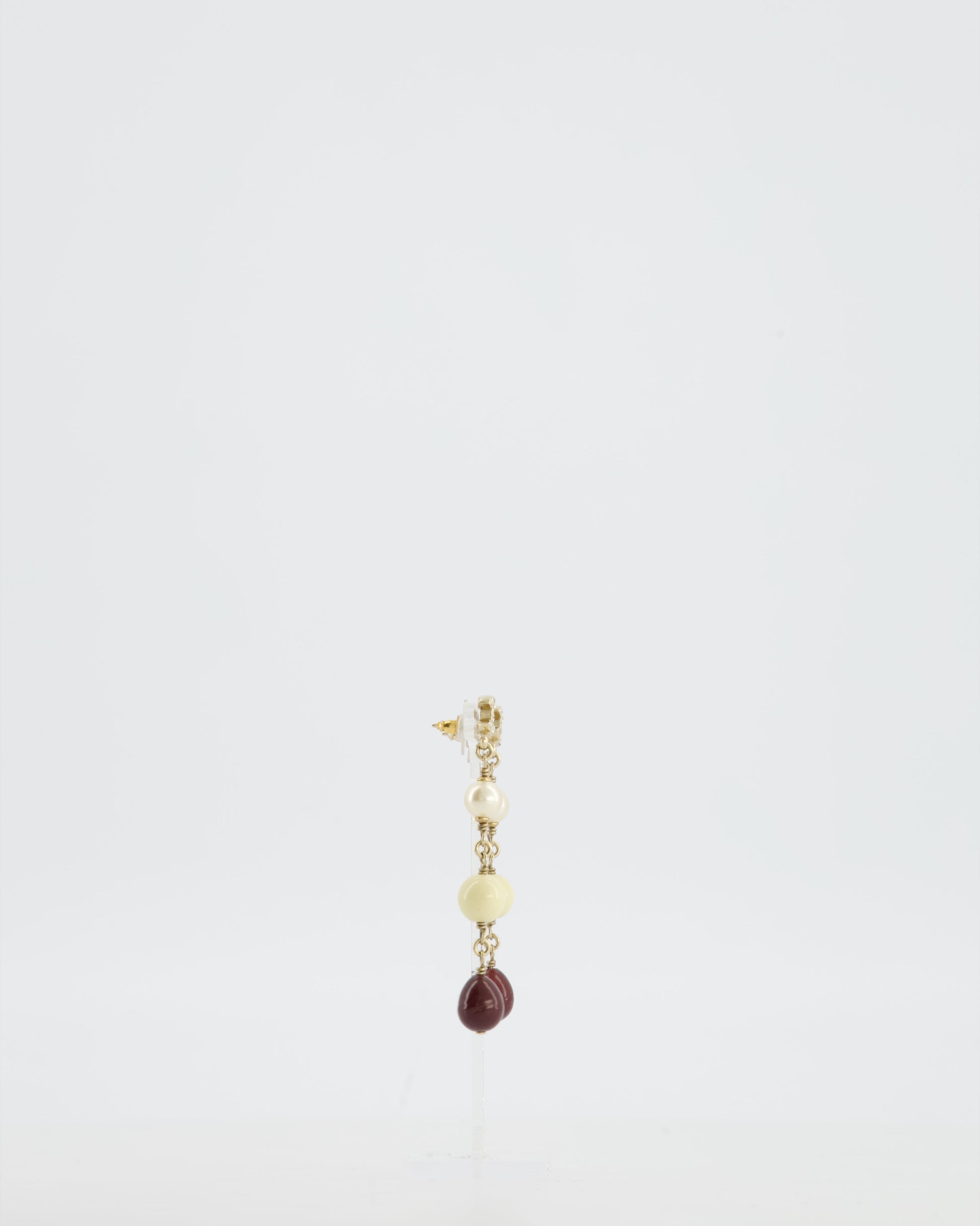 Chanel 2008 Pendant Earrings with Pearls and CC Studs Logo