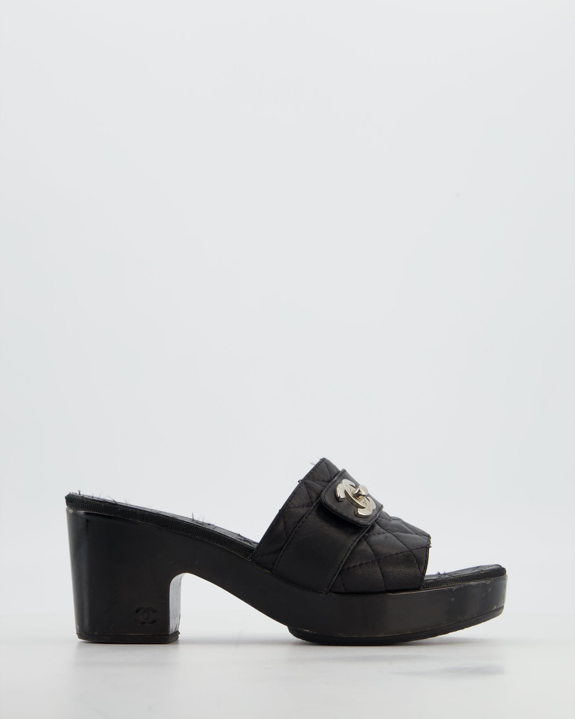 Chanel 2011 Black Quilted CC Turnlock Sandals Size EU 37.5