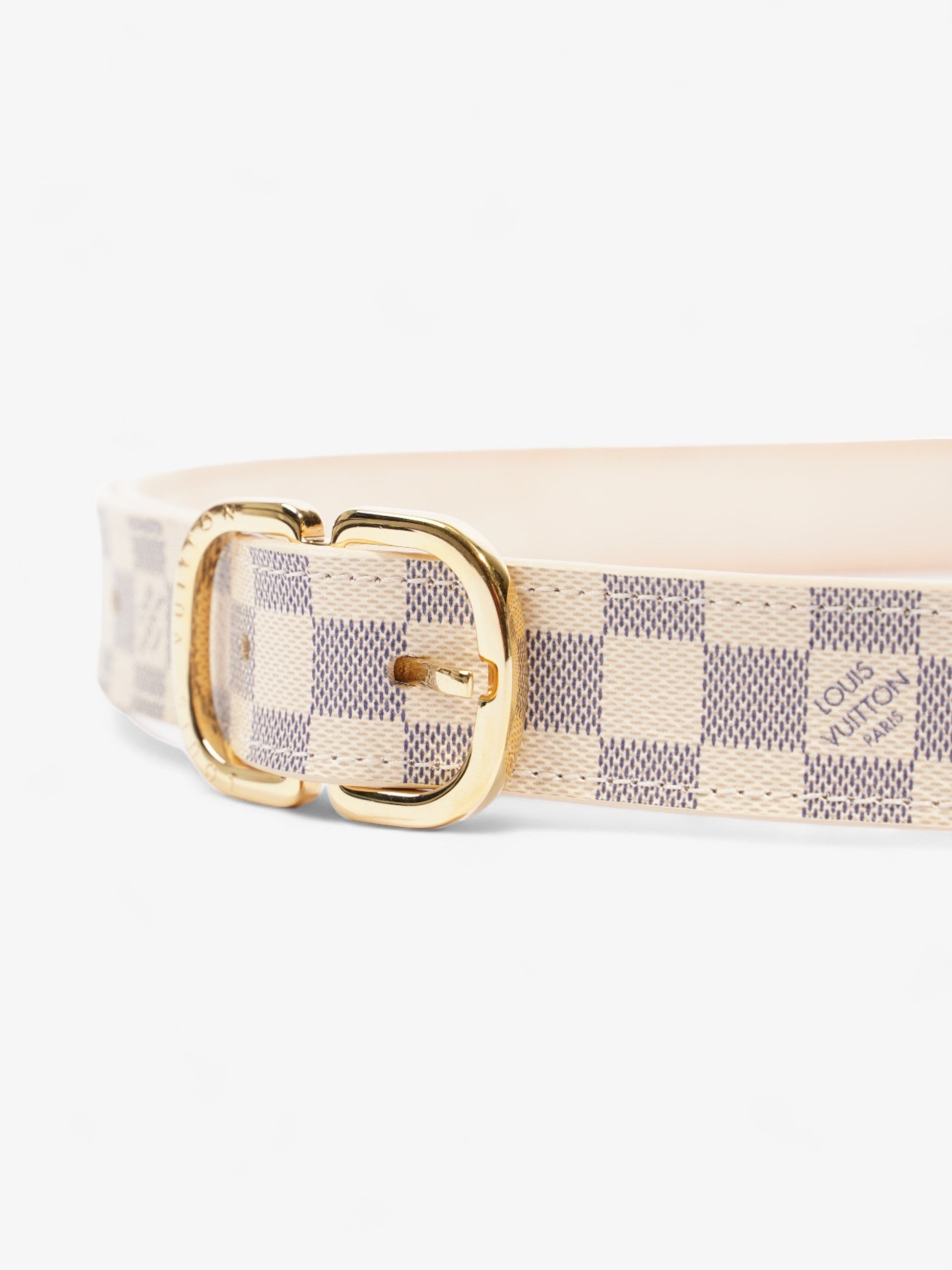 Louis Vuitton Thin Buckle Belt Azur Coated 80cm Canvas Coated Canvas Damier Apparel
