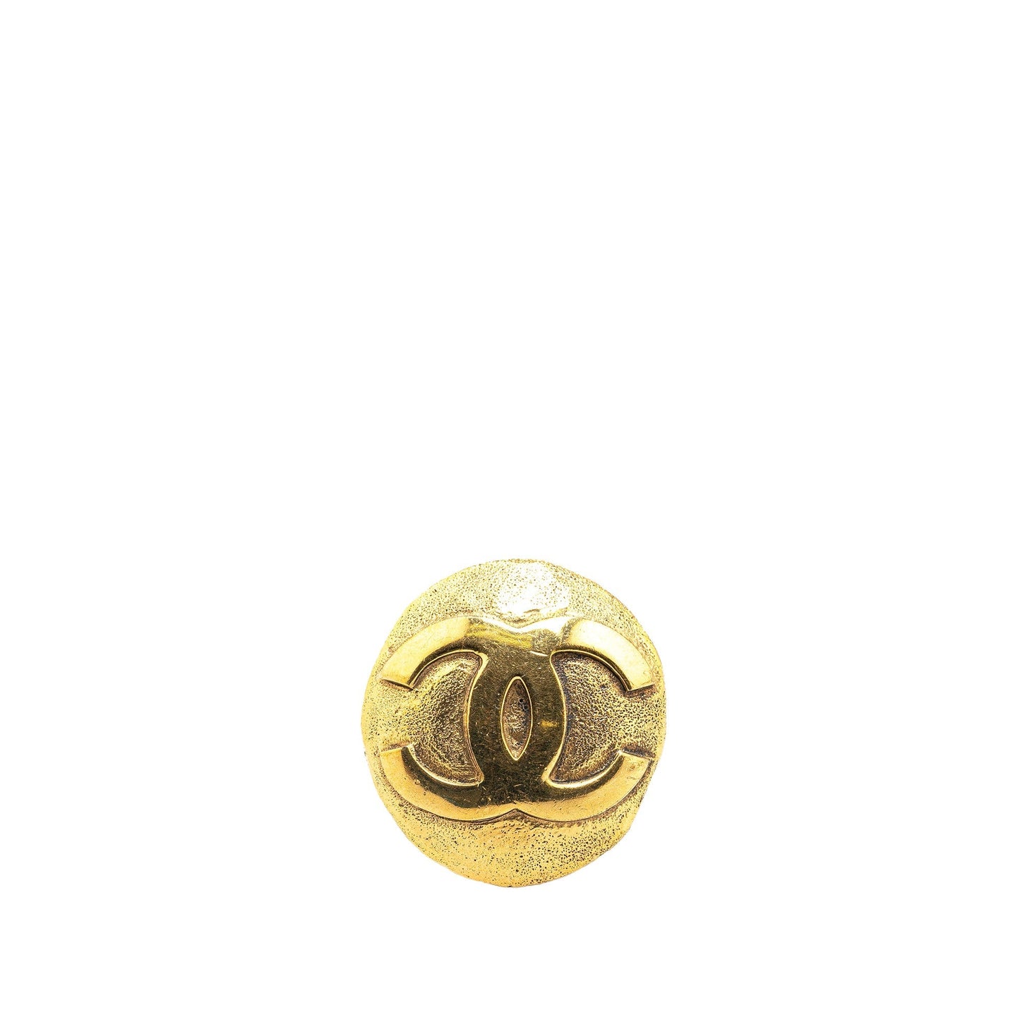 Gold Chanel Gold Plated CC Round Brooch