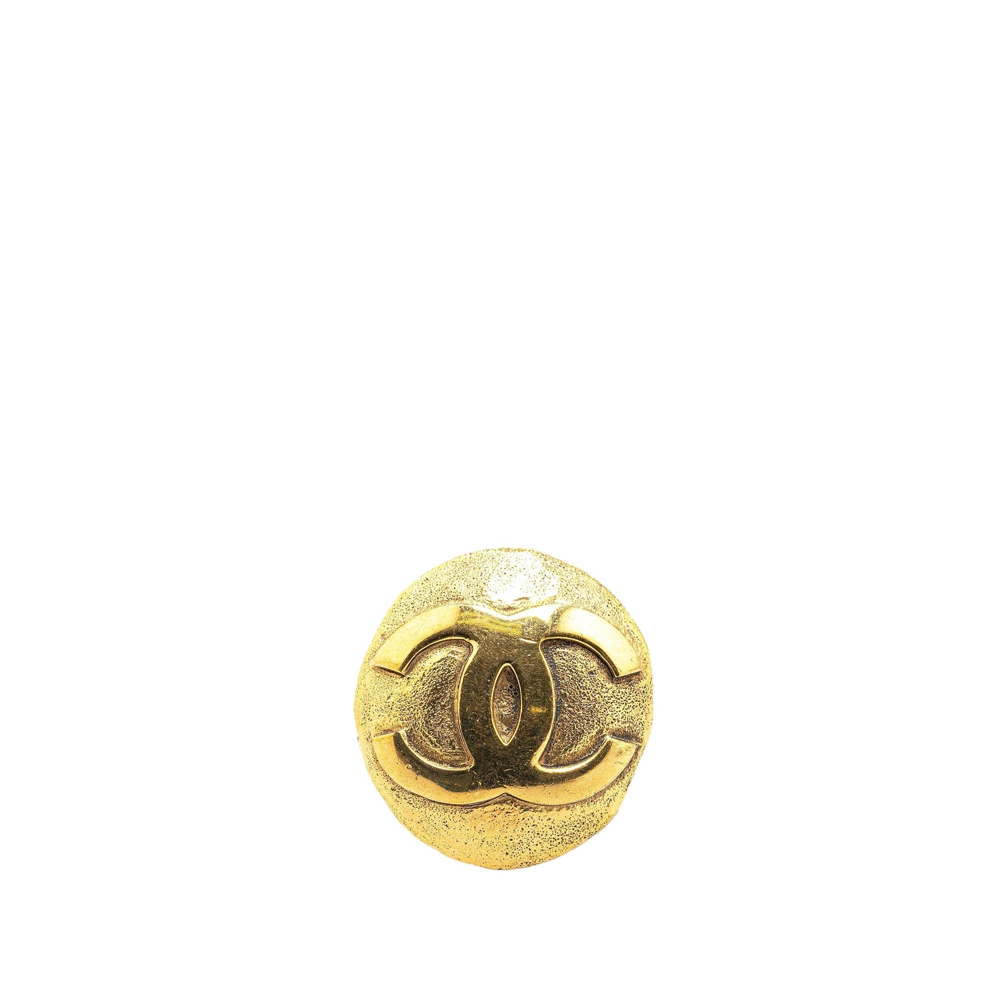 Gold Chanel Gold Plated CC Round Brooch