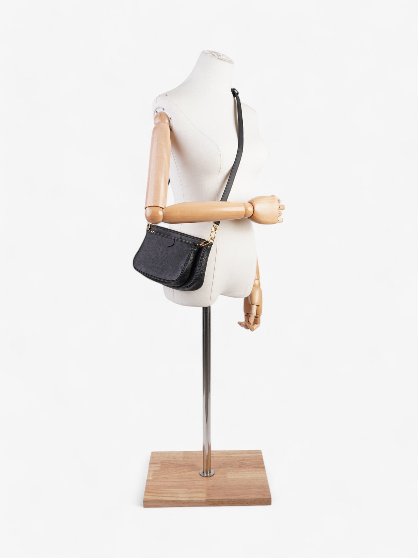Louis Vuitton Multi Pochette Accessoires Empreinte Leather Black Clutch Bag