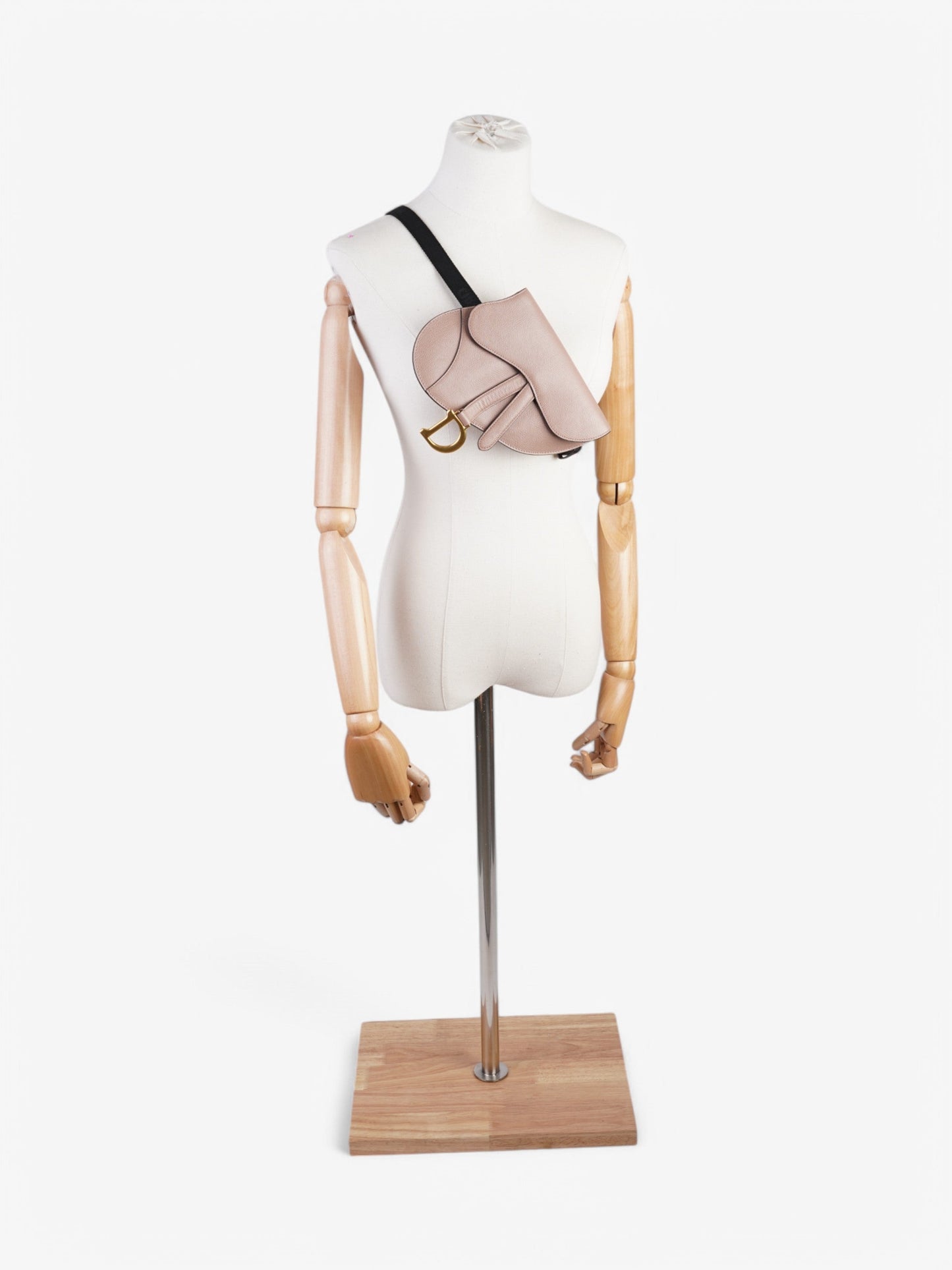 Dior Christian Saddle Belt Bag Rose Calfskin Leather Beige