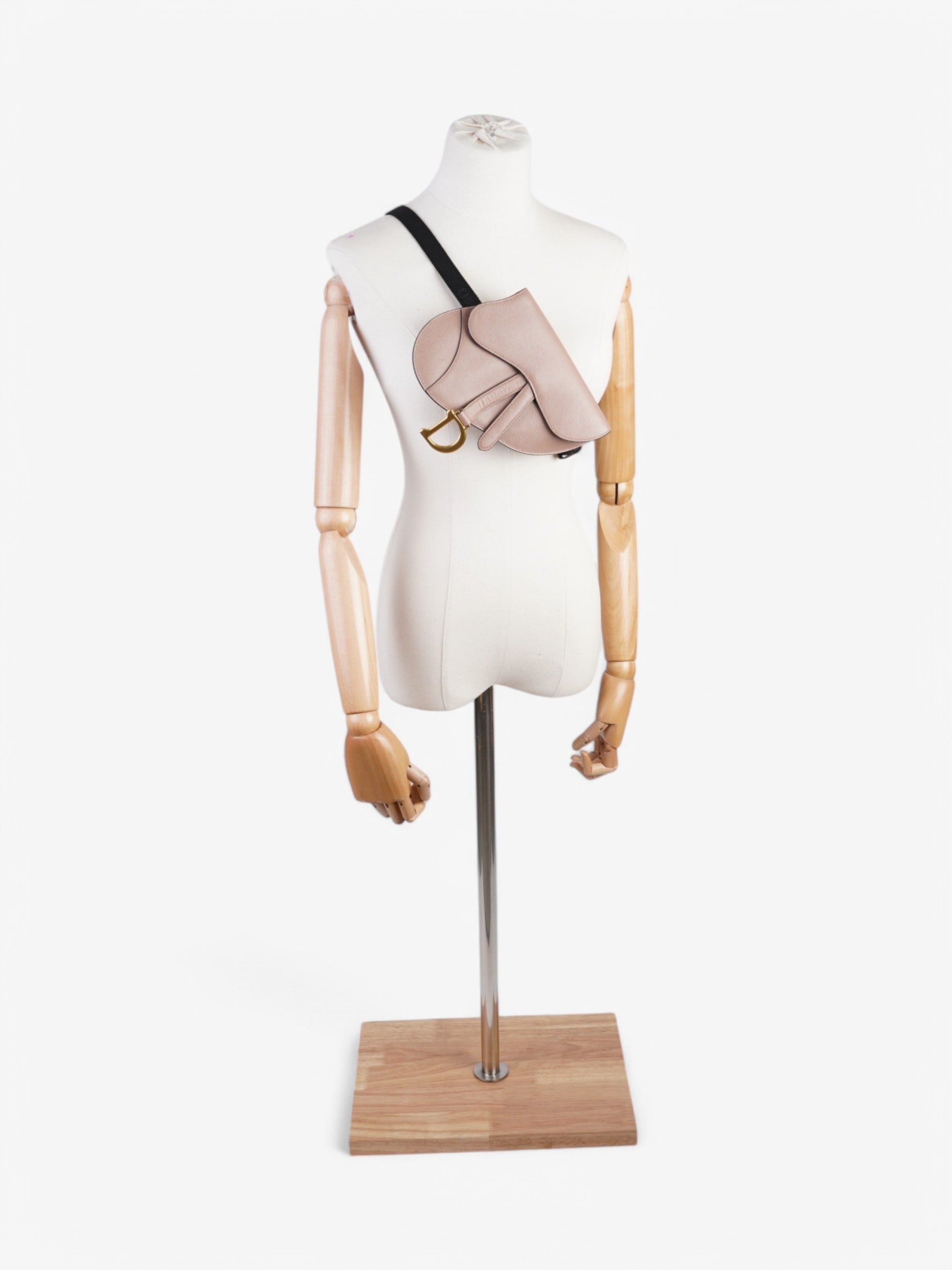 Dior Christian Saddle Belt Bag Rose Calfskin Leather Beige