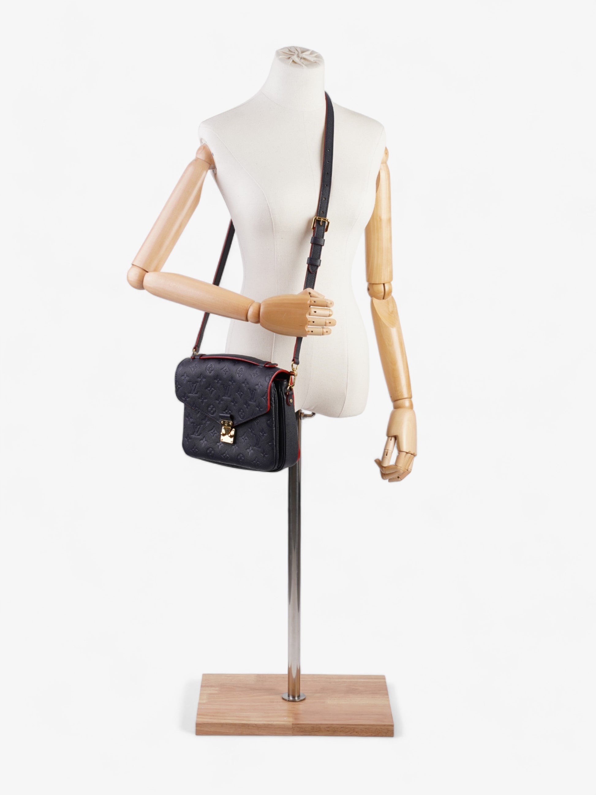Louis Vuitton Pochette Metis MM Navy Empreinte Leather Clutch Bag