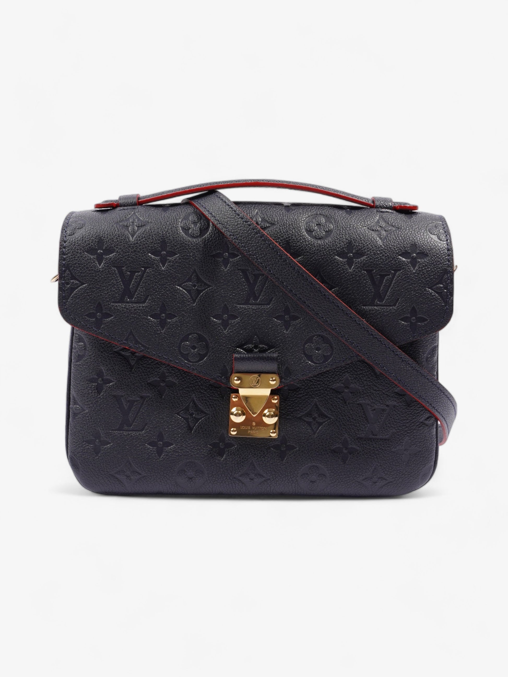 Louis Vuitton Pochette Metis MM Navy Empreinte Leather Clutch Bag