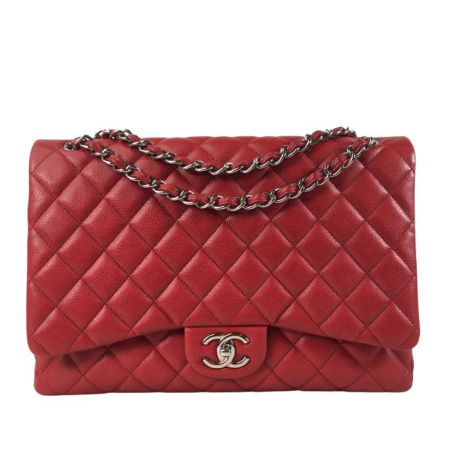 CHANEL Maxi Classic Caviar Double Flap Shoulder Bag