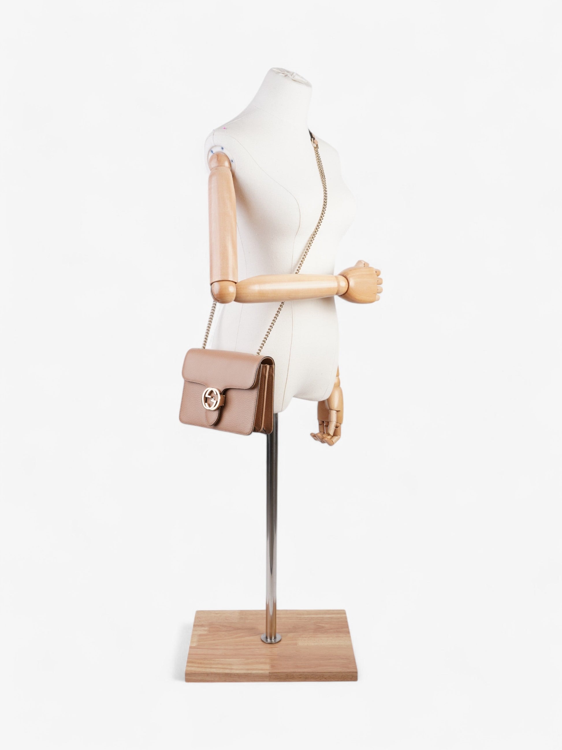 Gucci Dollar Interlocking Camelia Calfskin Crossbody Bag Leather Small