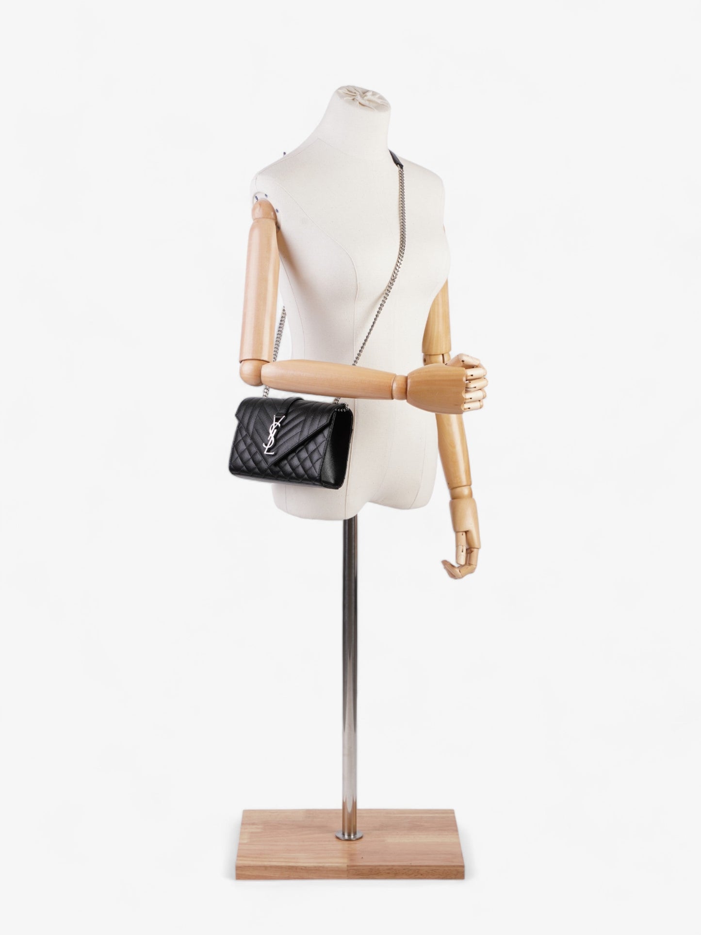 YSL Saint Laurent Envelope Shoulder Bag Leather Matelasse Black