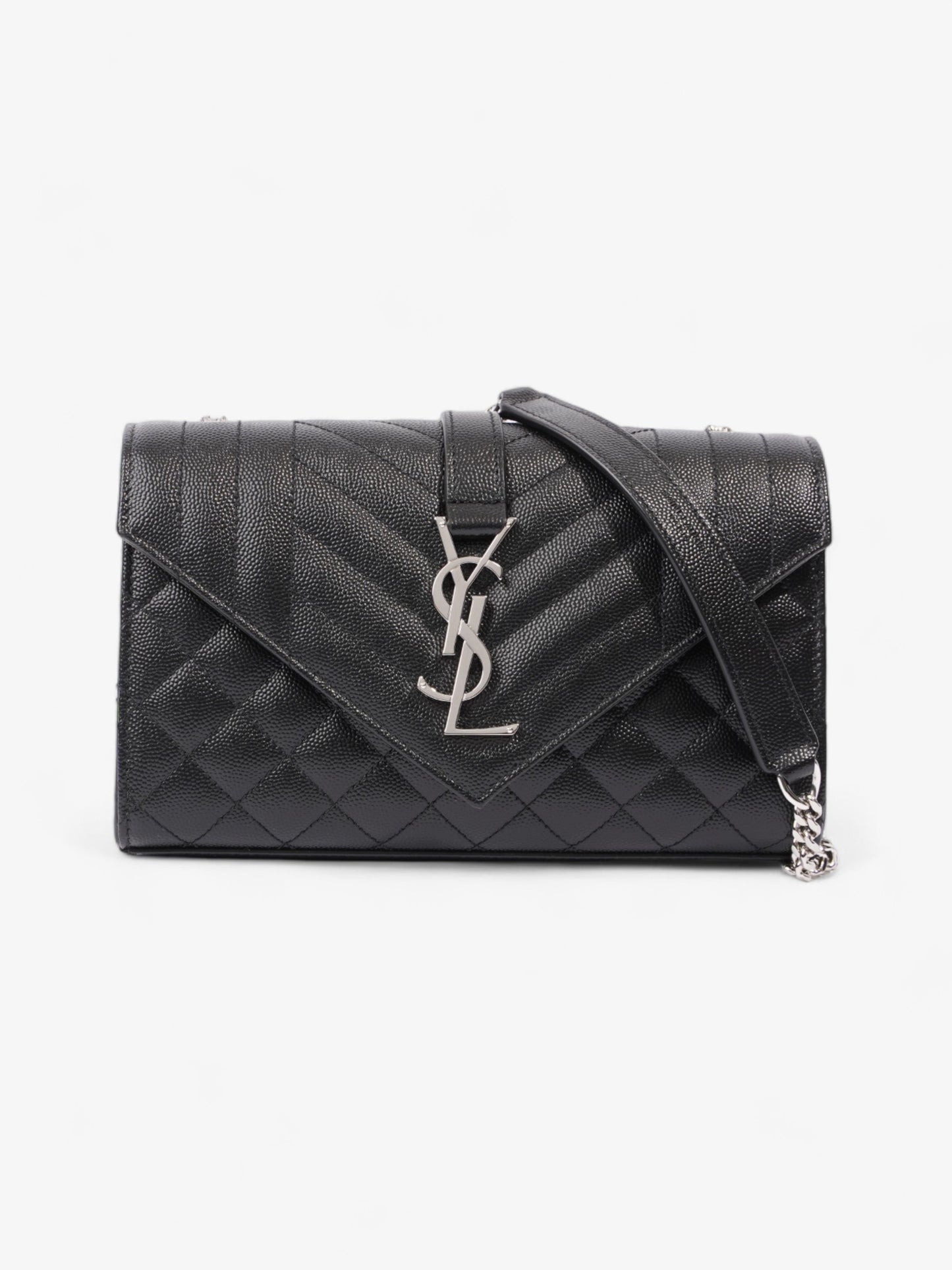 YSL Saint Laurent Envelope Shoulder Bag Leather Matelasse Black