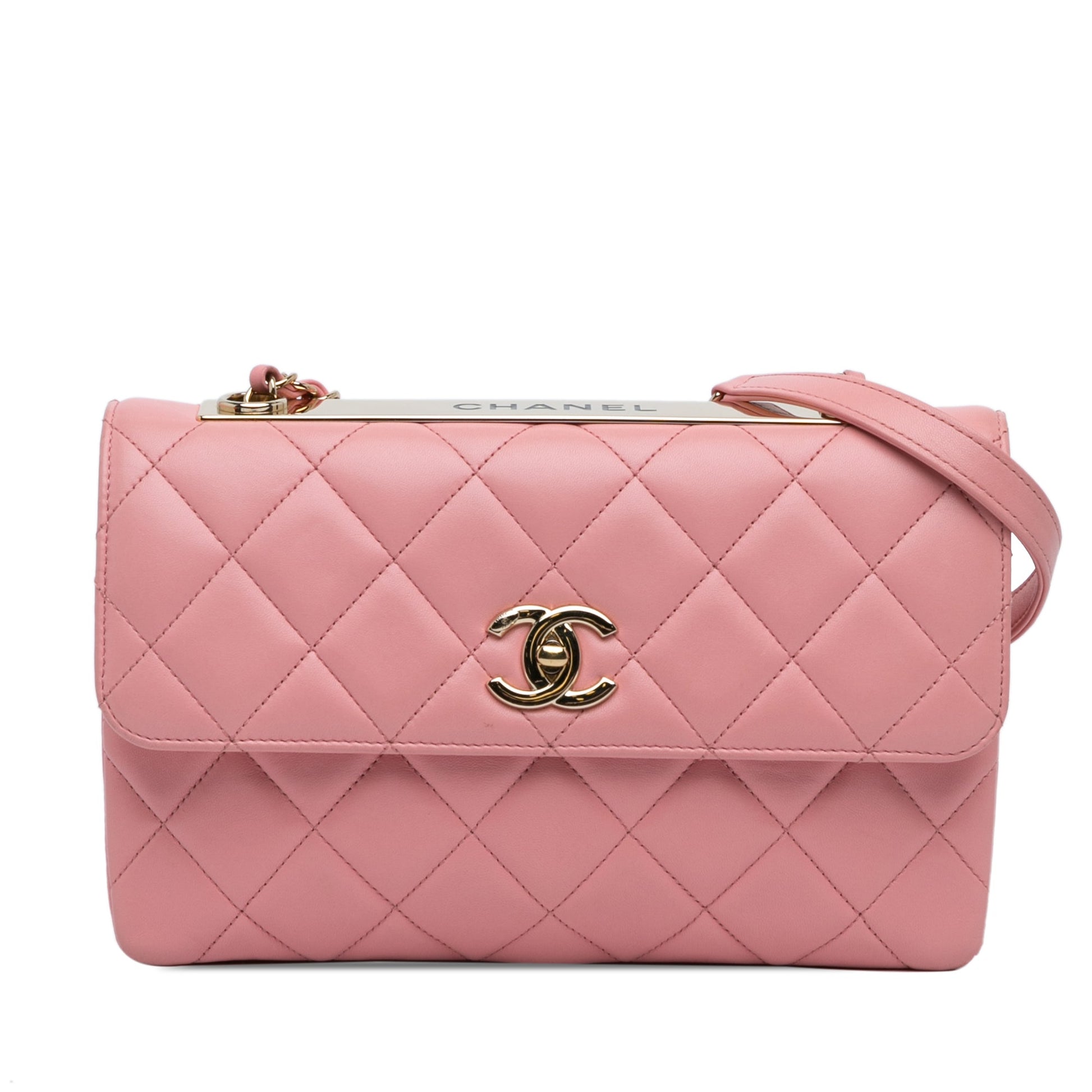 Pink Chanel Medium Lambskin Trendy CC Flap Shoulder Bag