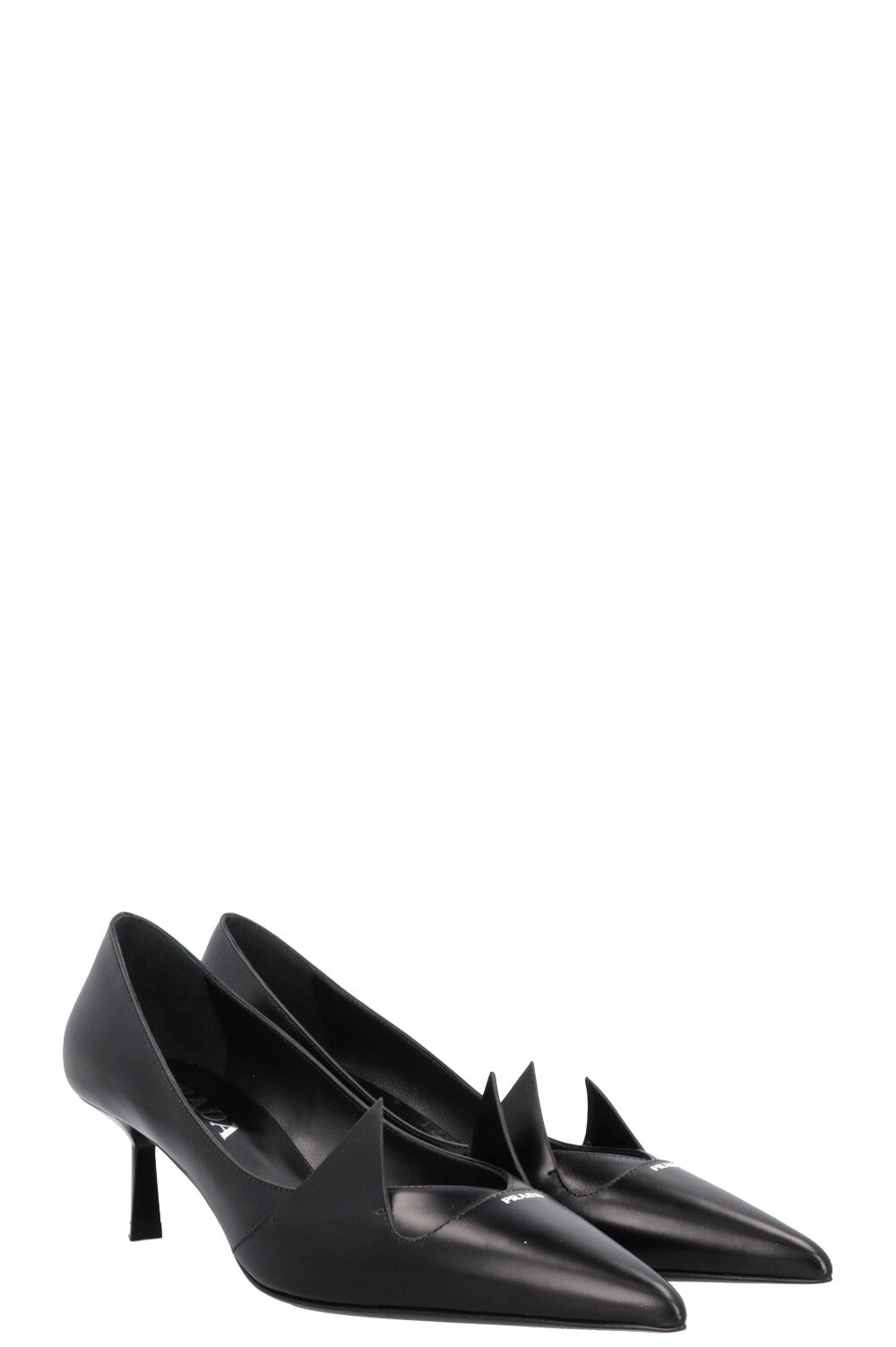 Prada Geometric Heels Black Logo Shoes
