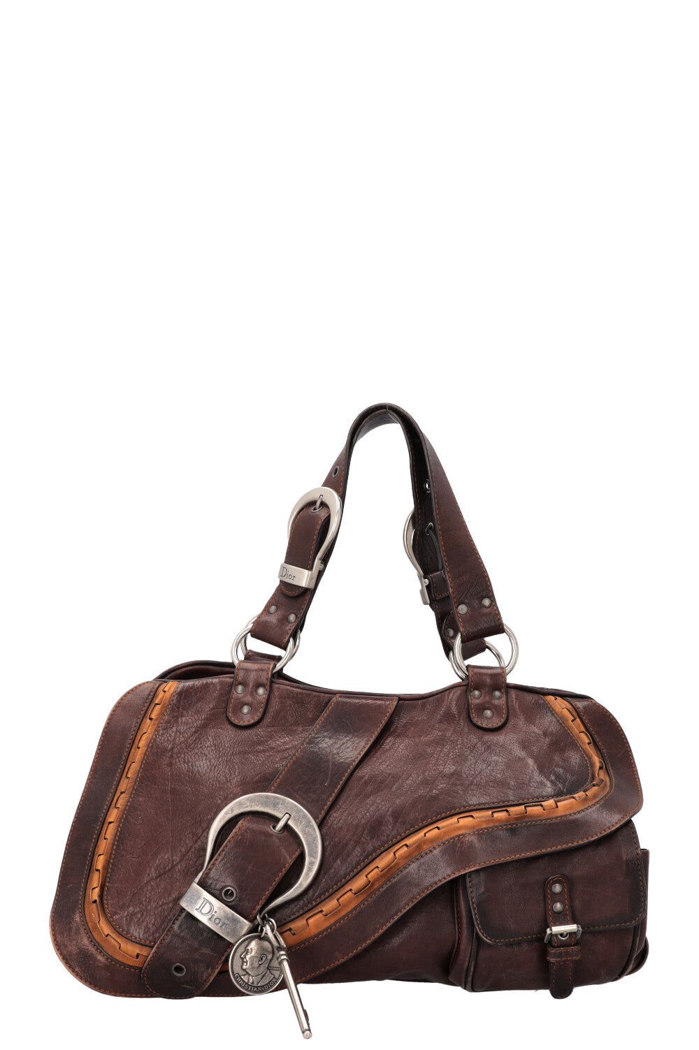 Dior Tote Bag Gaucho Bag Leather Brown Large