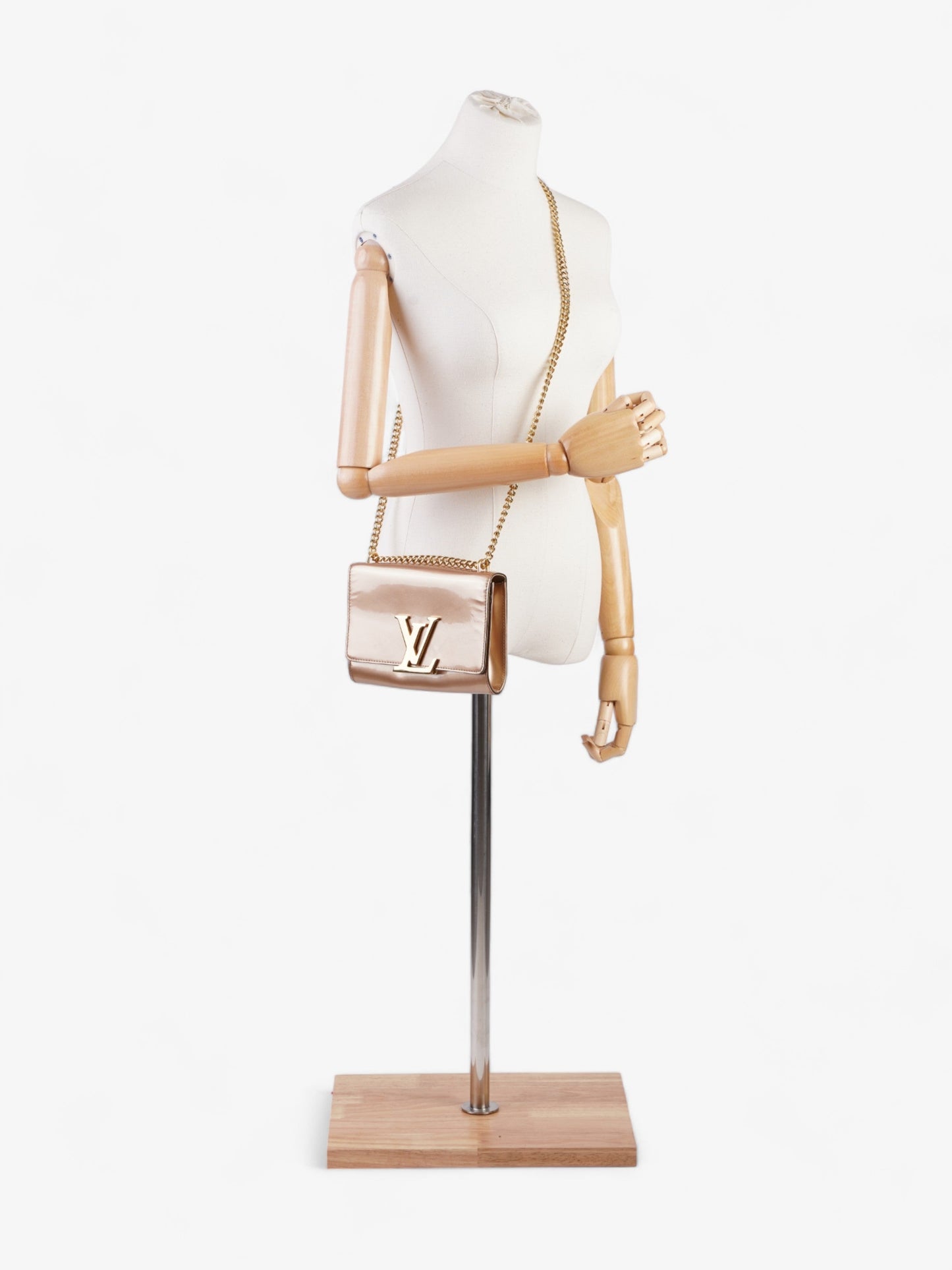 Louis Vuitton Louise MM Rose Leather Patent Gold Handbag