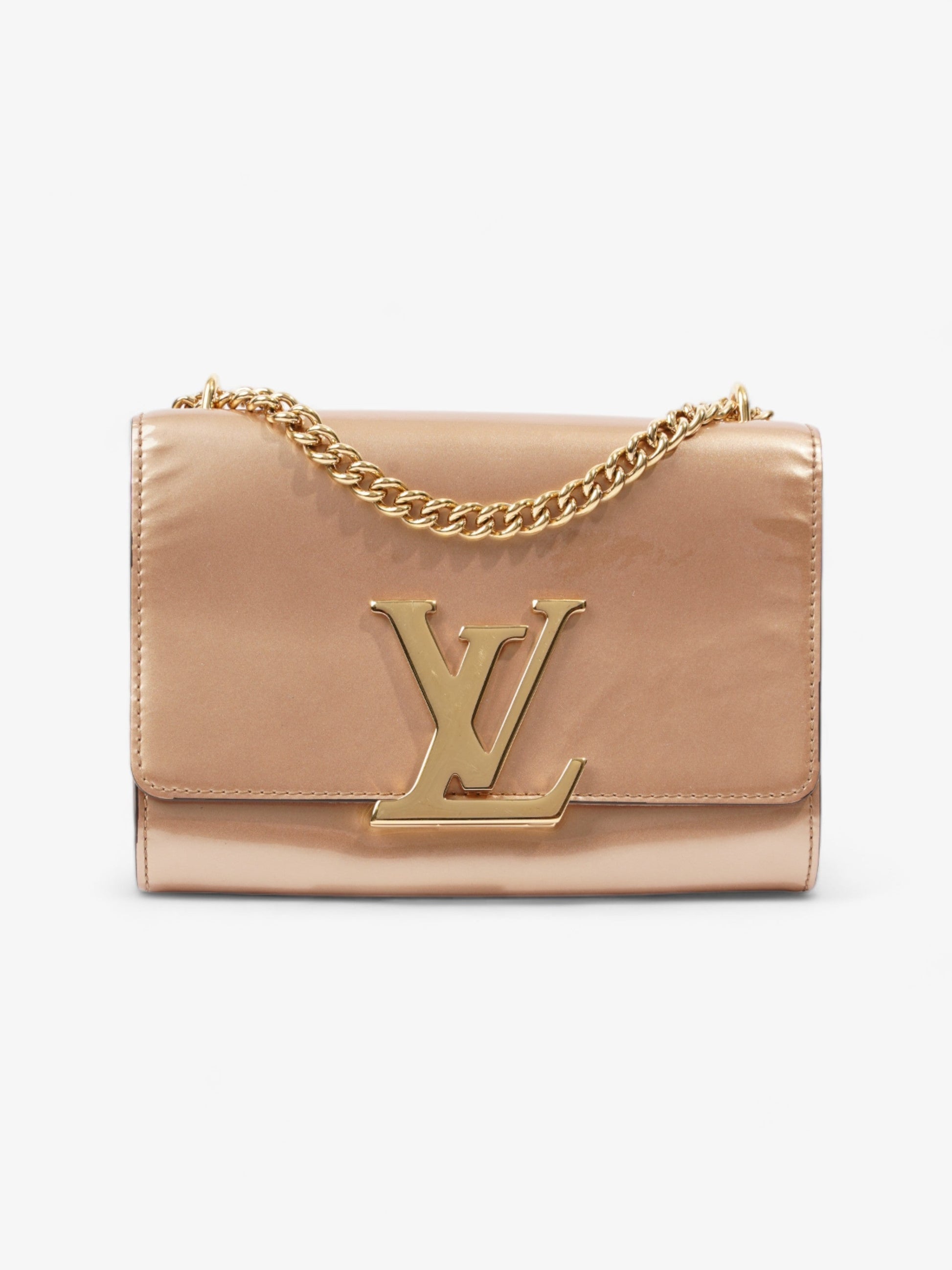 Louis Vuitton Louise MM Rose Leather Patent Gold Handbag