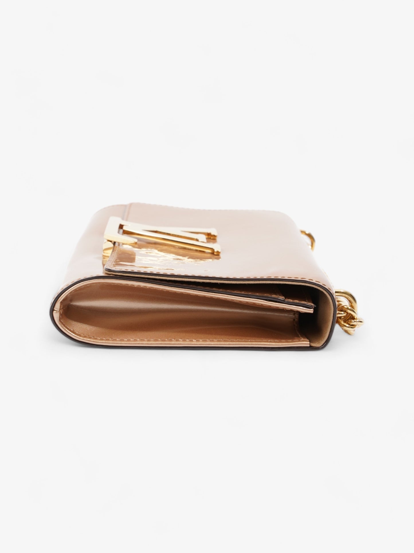 Louis Vuitton Louise MM Rose Leather Patent Gold Handbag