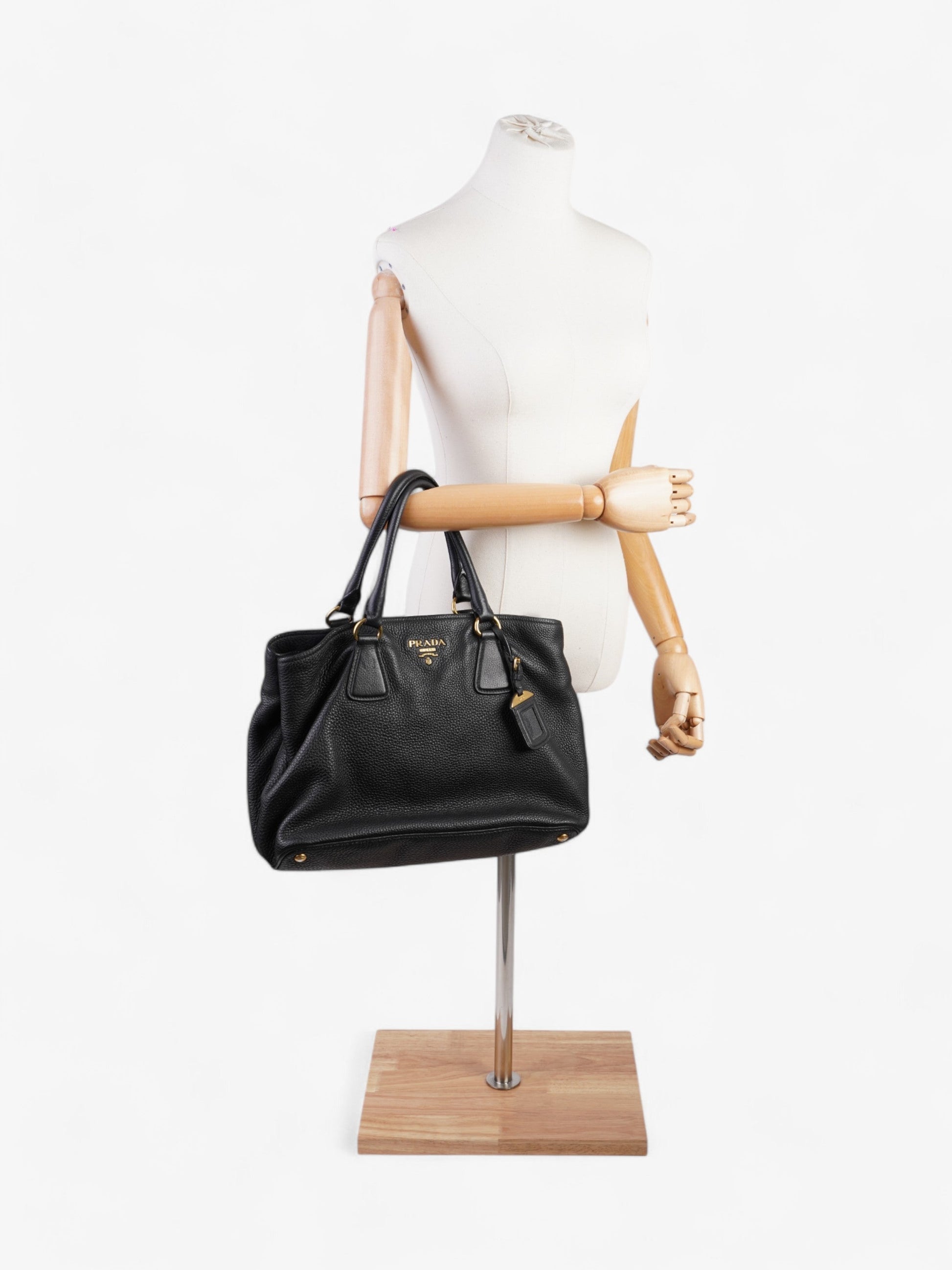 Prada Daino Tote Calfskin Leather Black Tote Bag